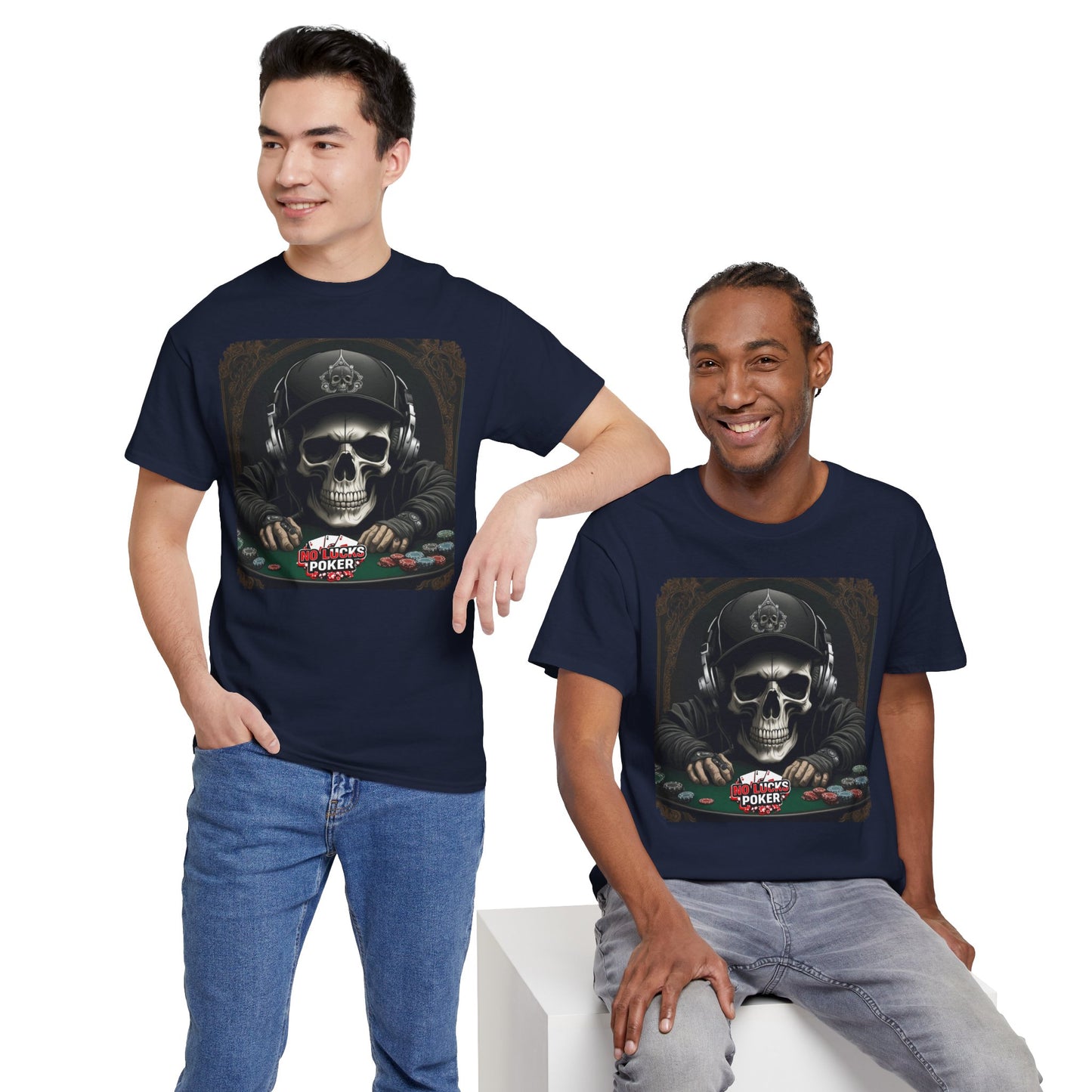 No Lucks Given – Hoodie Skull & Headphones Poker Tee