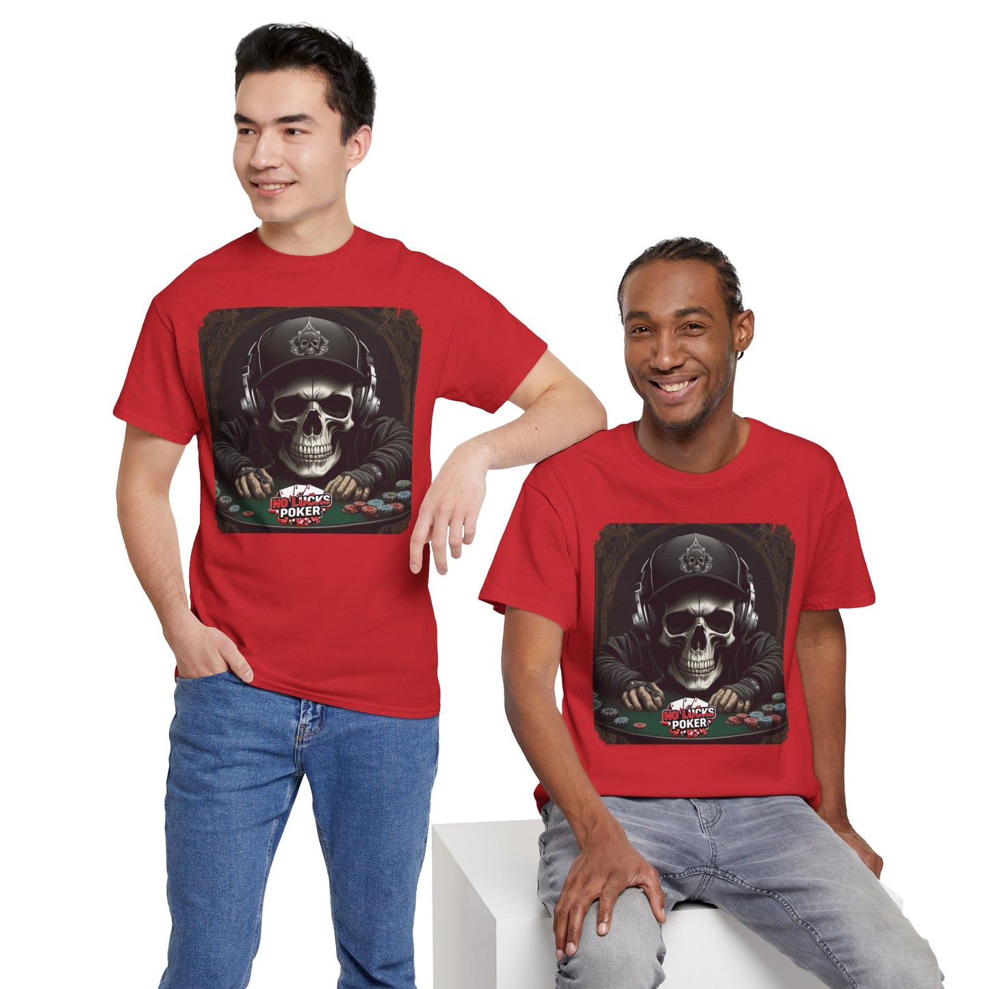 No Lucks Given – Hoodie Skull & Headphones Poker Tee