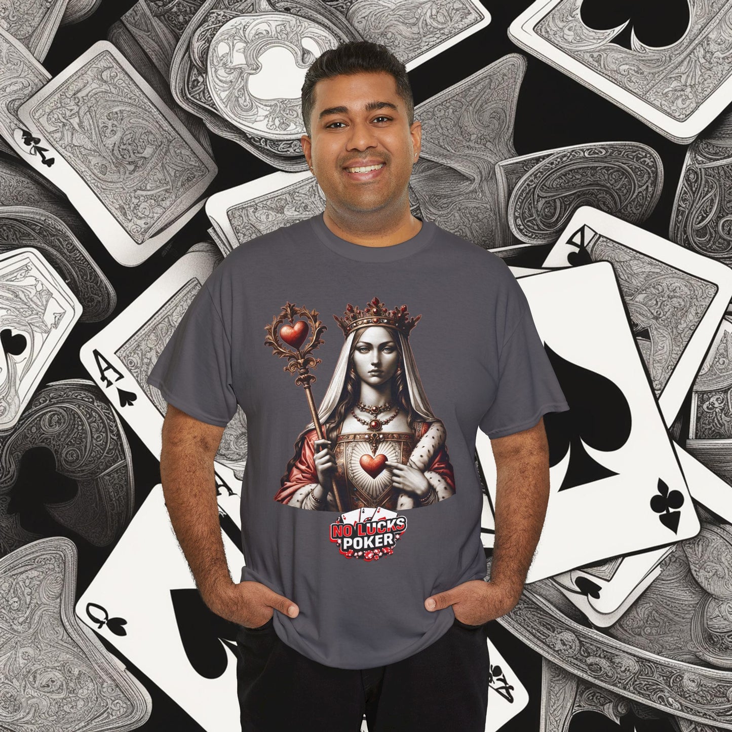 Queen of Hearts Poker T-Shirt | Unisex Heavy Cotton Tee