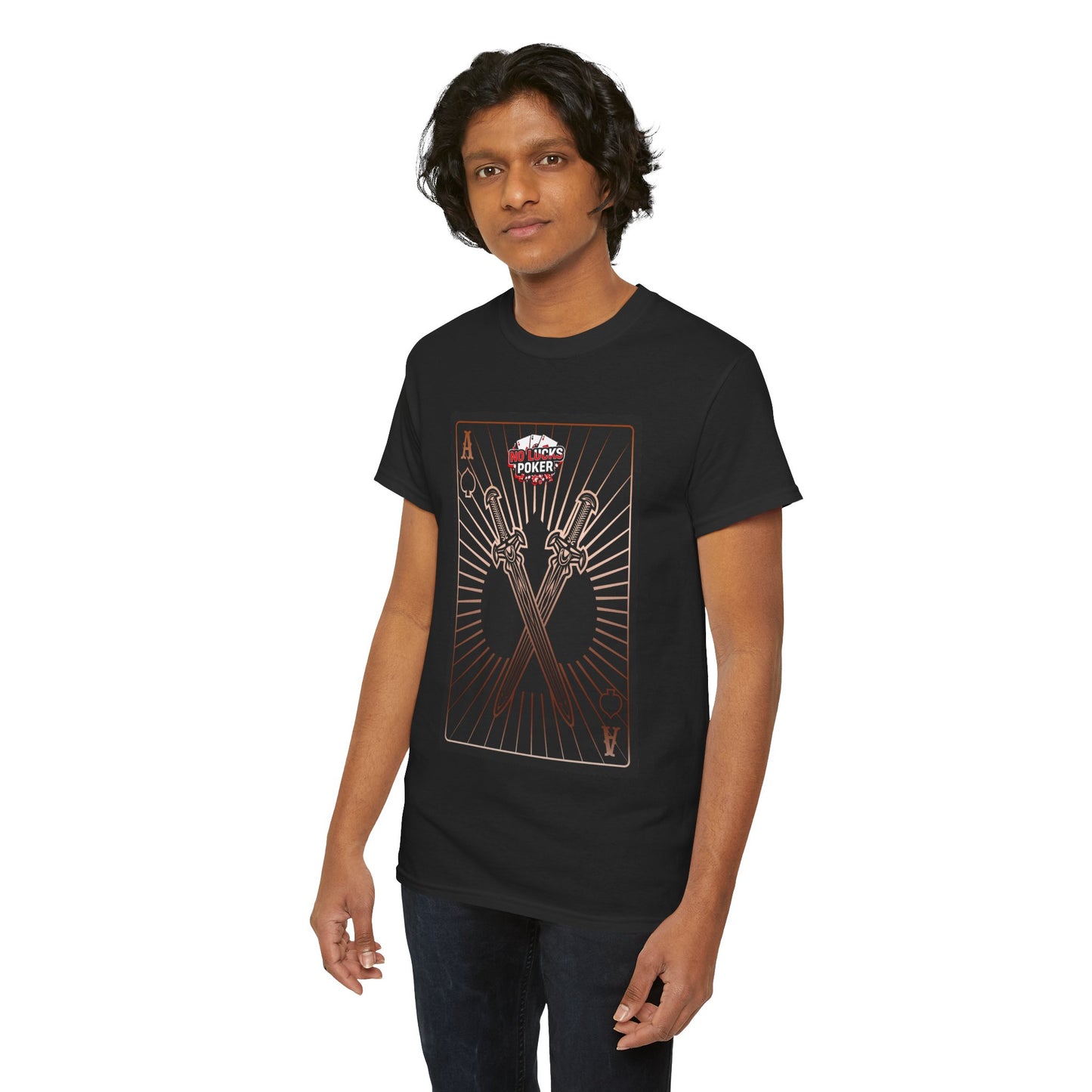 No Lucks Given – Ace of Spades & Crossed Swords Poker T-Shirt (Copper Edition)