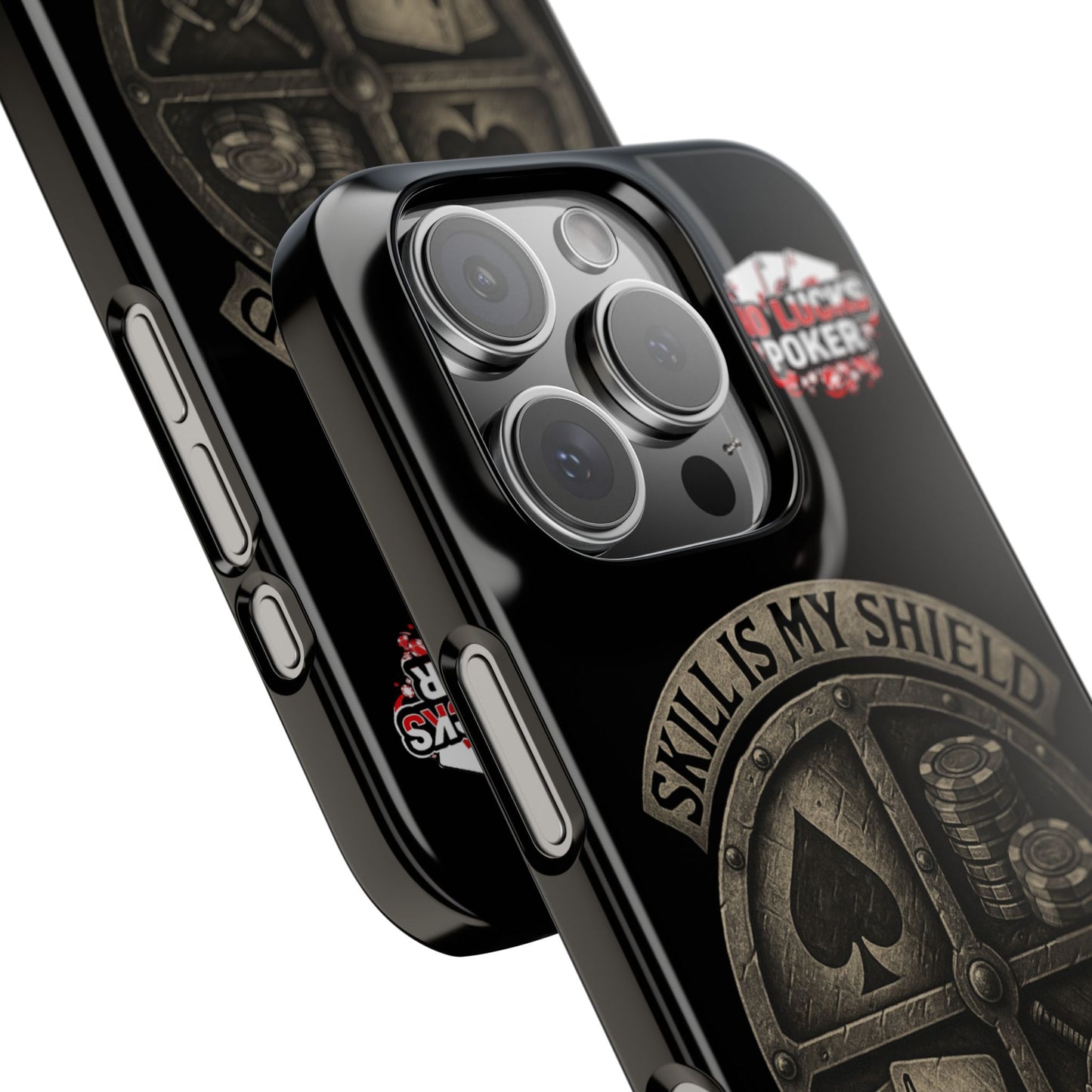 Skill Is My Shield Poker Phone Case | Zero Lucks – Ace of Spades & Crossed Swords - iPhone 13 - 16