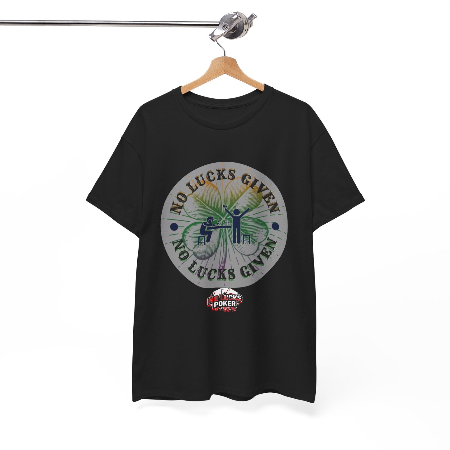 No Lucks Given – Large Clover Poker T-Shirt | Skill Over Luck