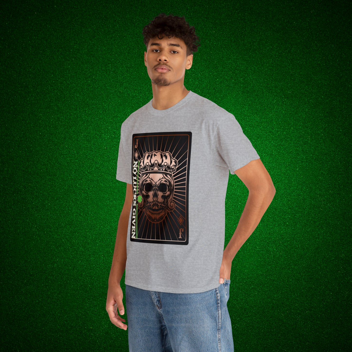 No Lucks Given Jack Skull in Crown of Diamonds Copper Poker T-Shirt Must have Good Luck All-in