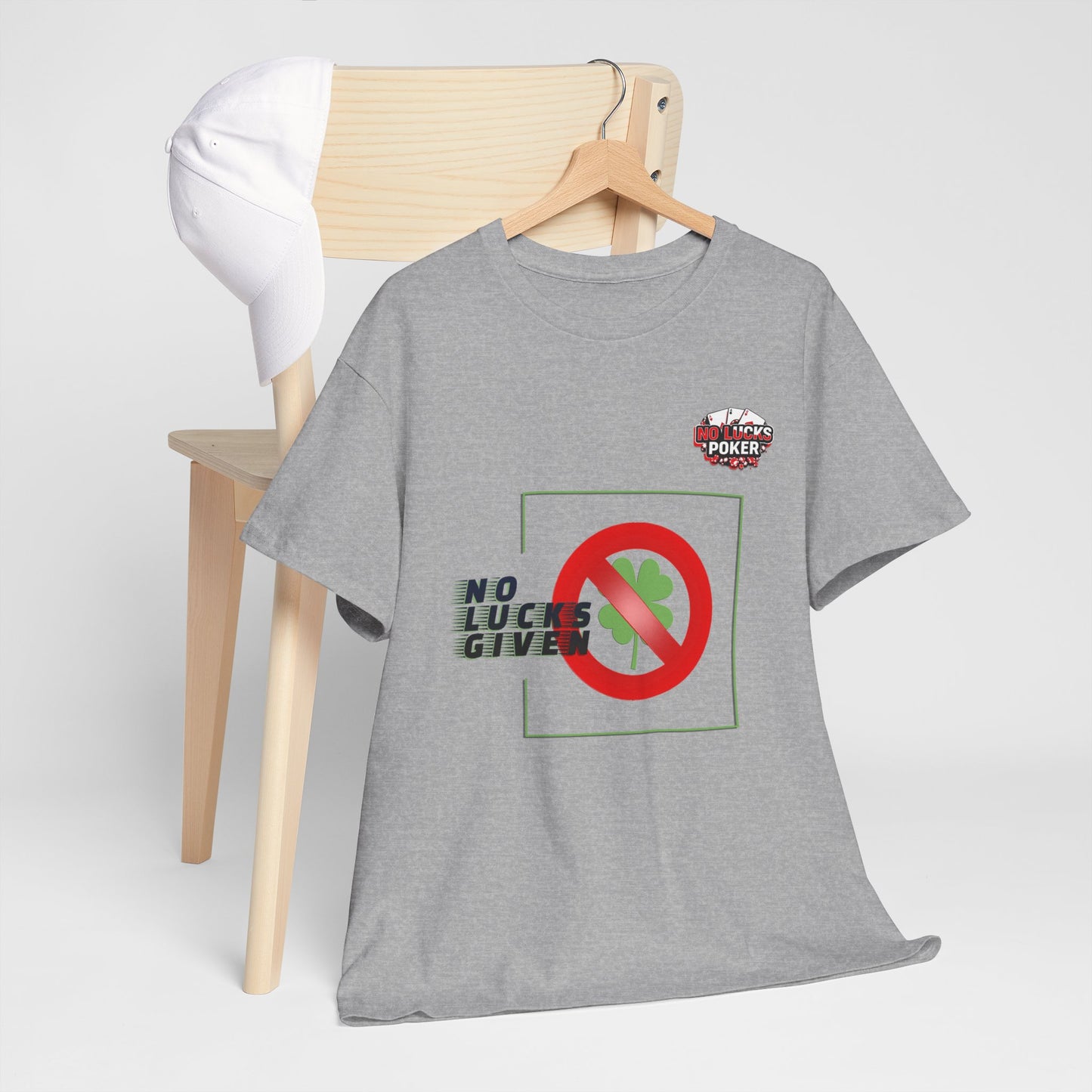 No Lucks Given Large Clover Poker T-Shirt Good Luck All-in