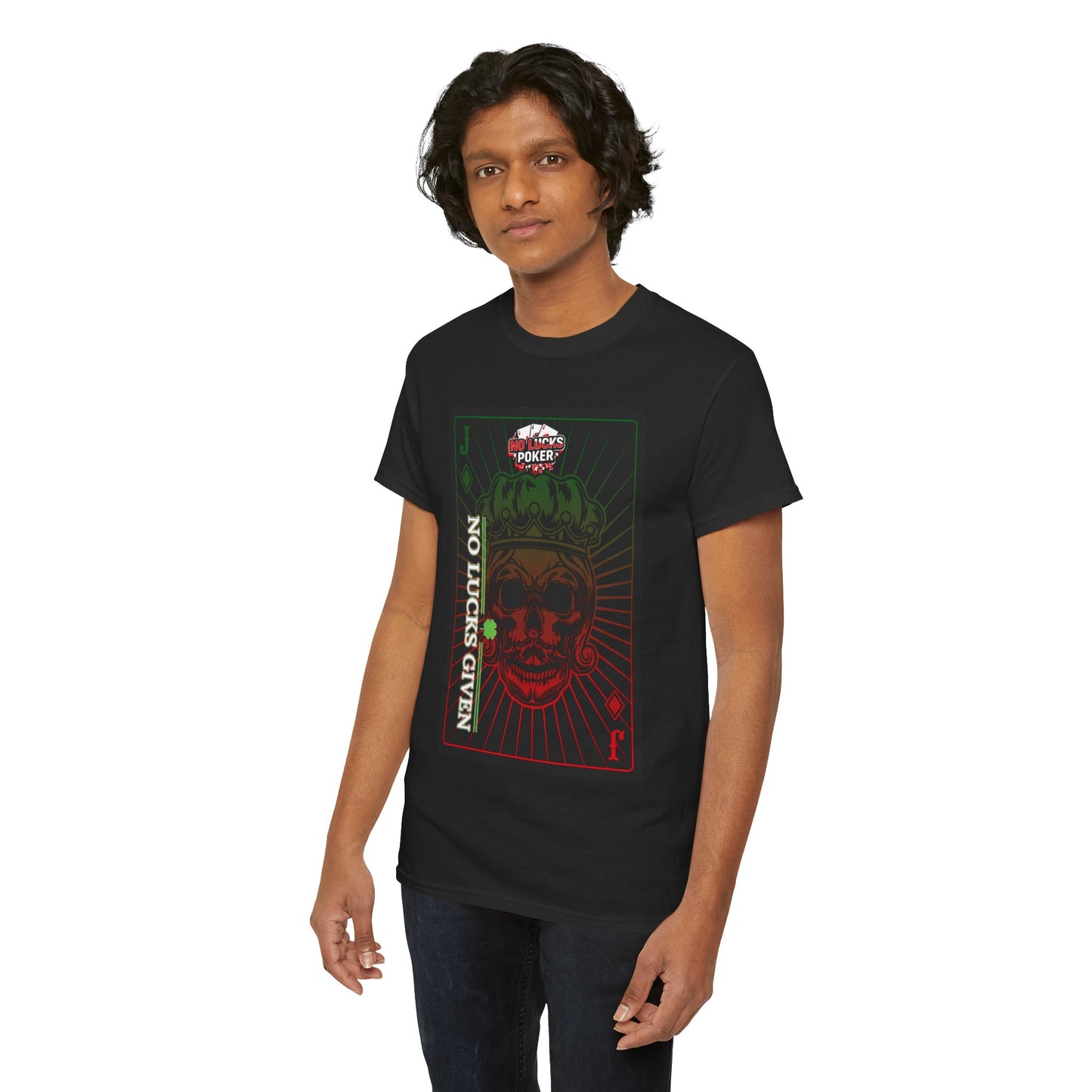 No Lucks Given – Jack Skull Crown Poker Tee (Green & Red Edition)