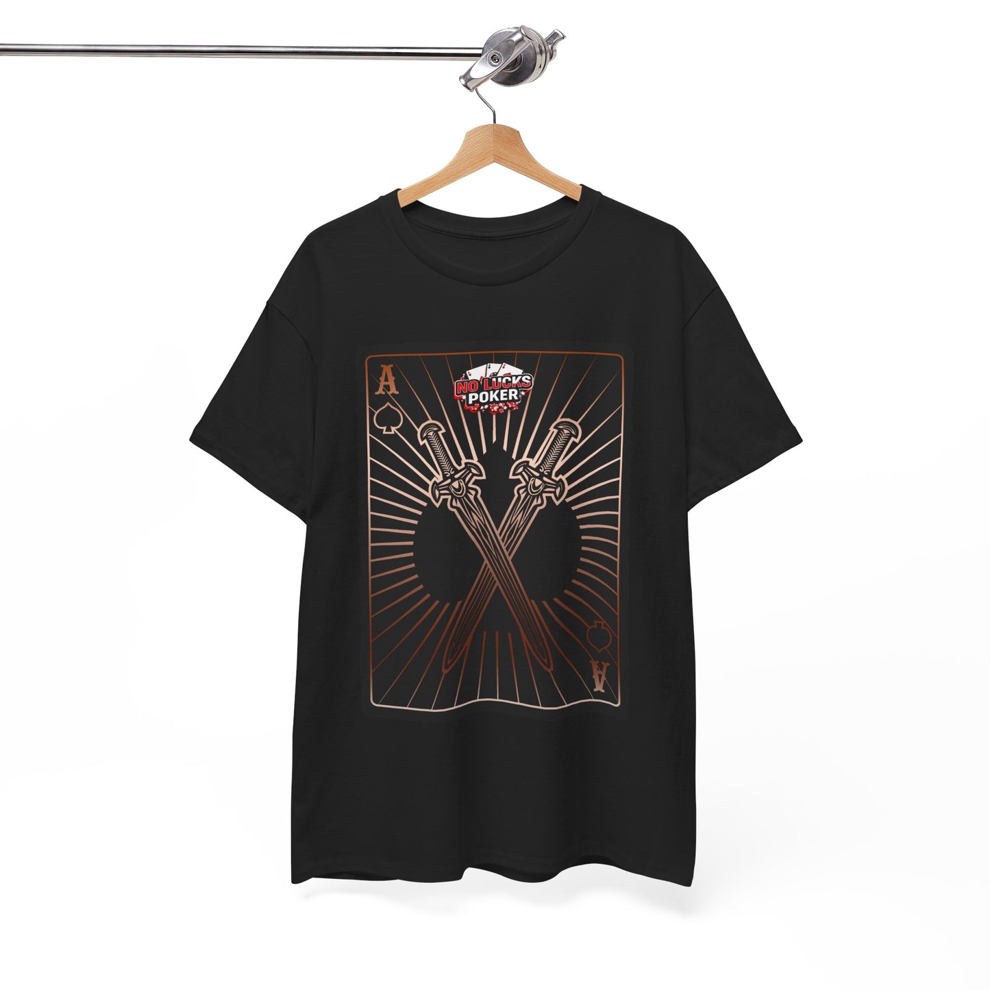 No Lucks Given – Ace of Spades & Crossed Swords Poker T-Shirt (Copper Edition)