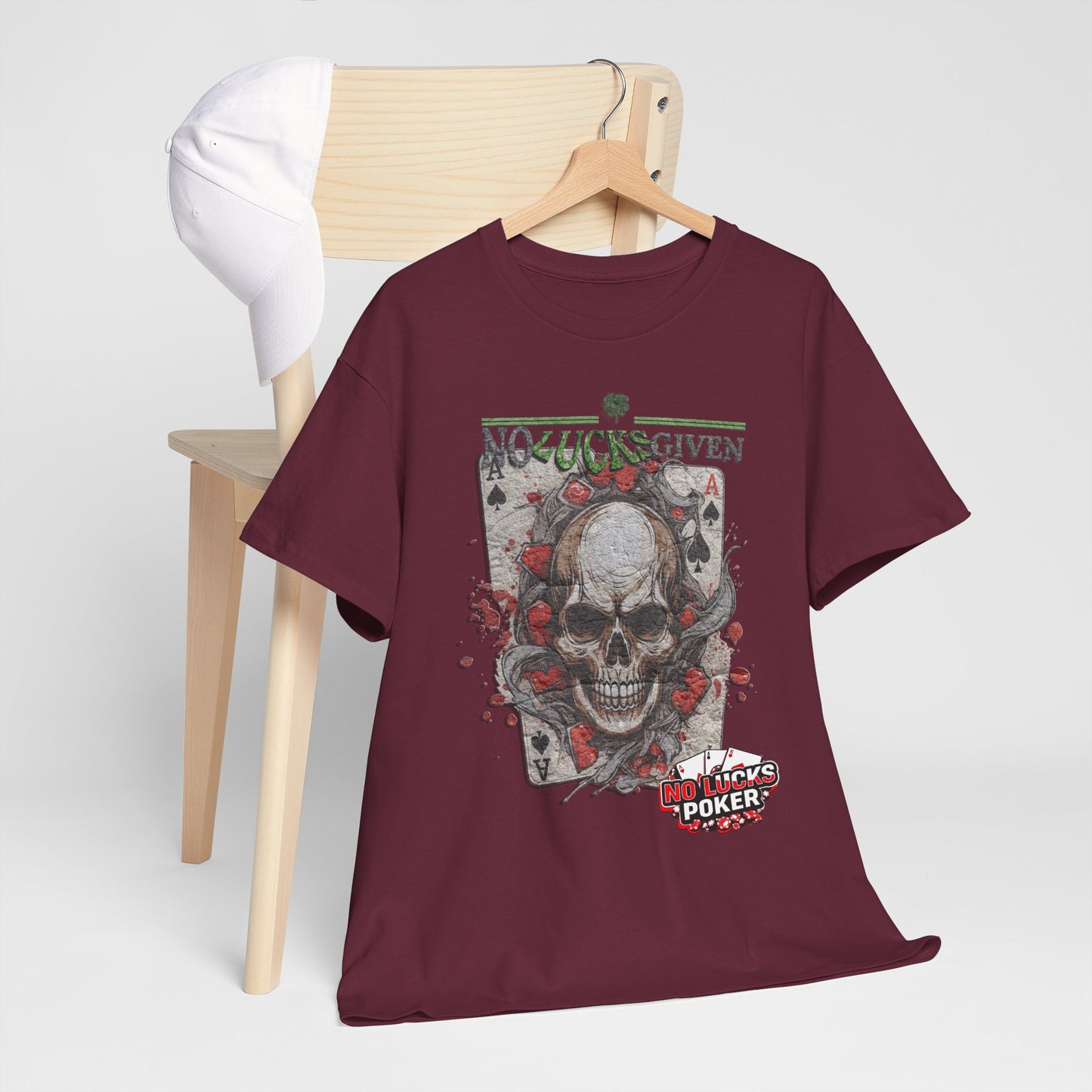 No Lucks Given Skull Breaking thru Ace of Spades T-Shirt Must have Good Luck All-in