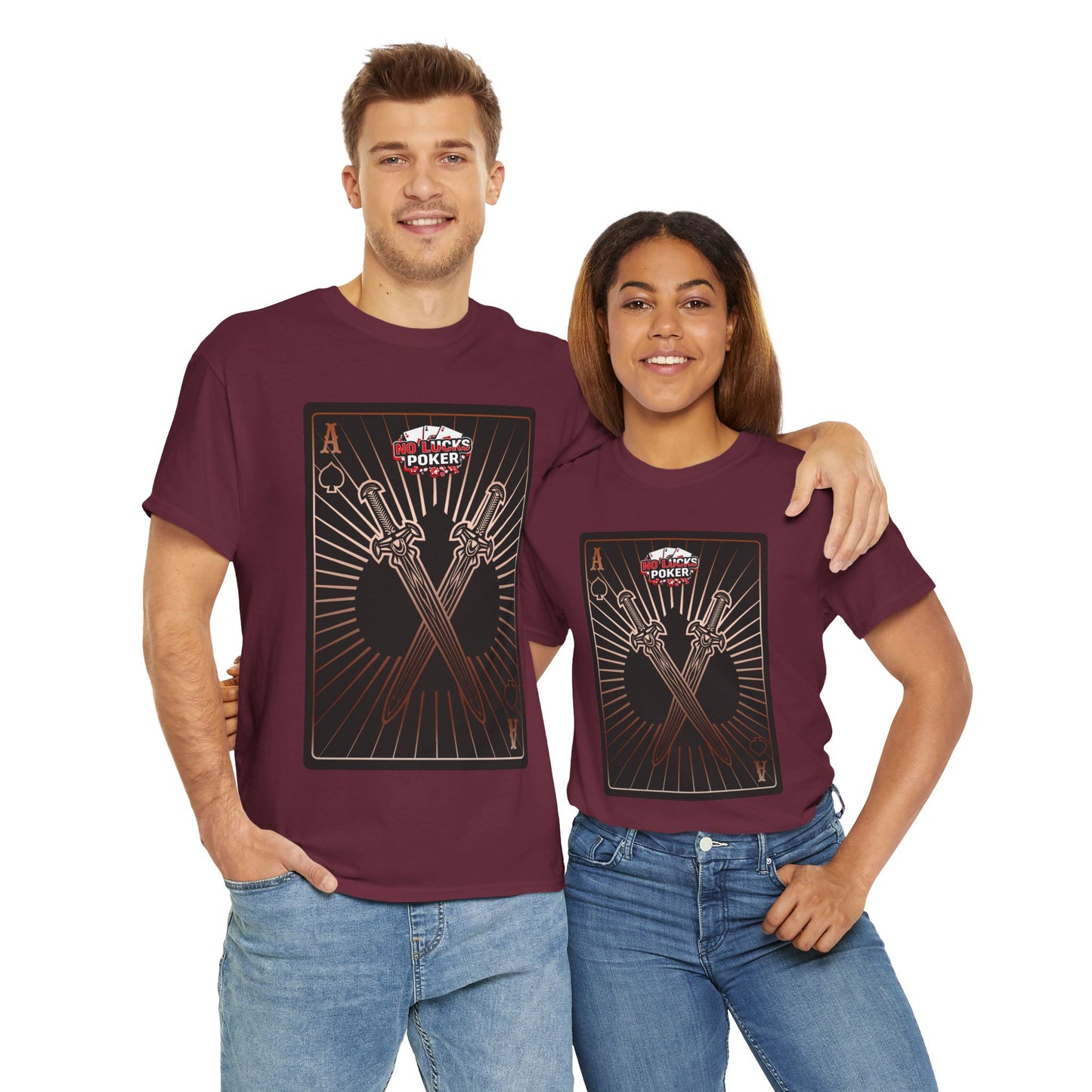 No Lucks Given – Ace of Spades & Crossed Swords Poker T-Shirt (Copper Edition)
