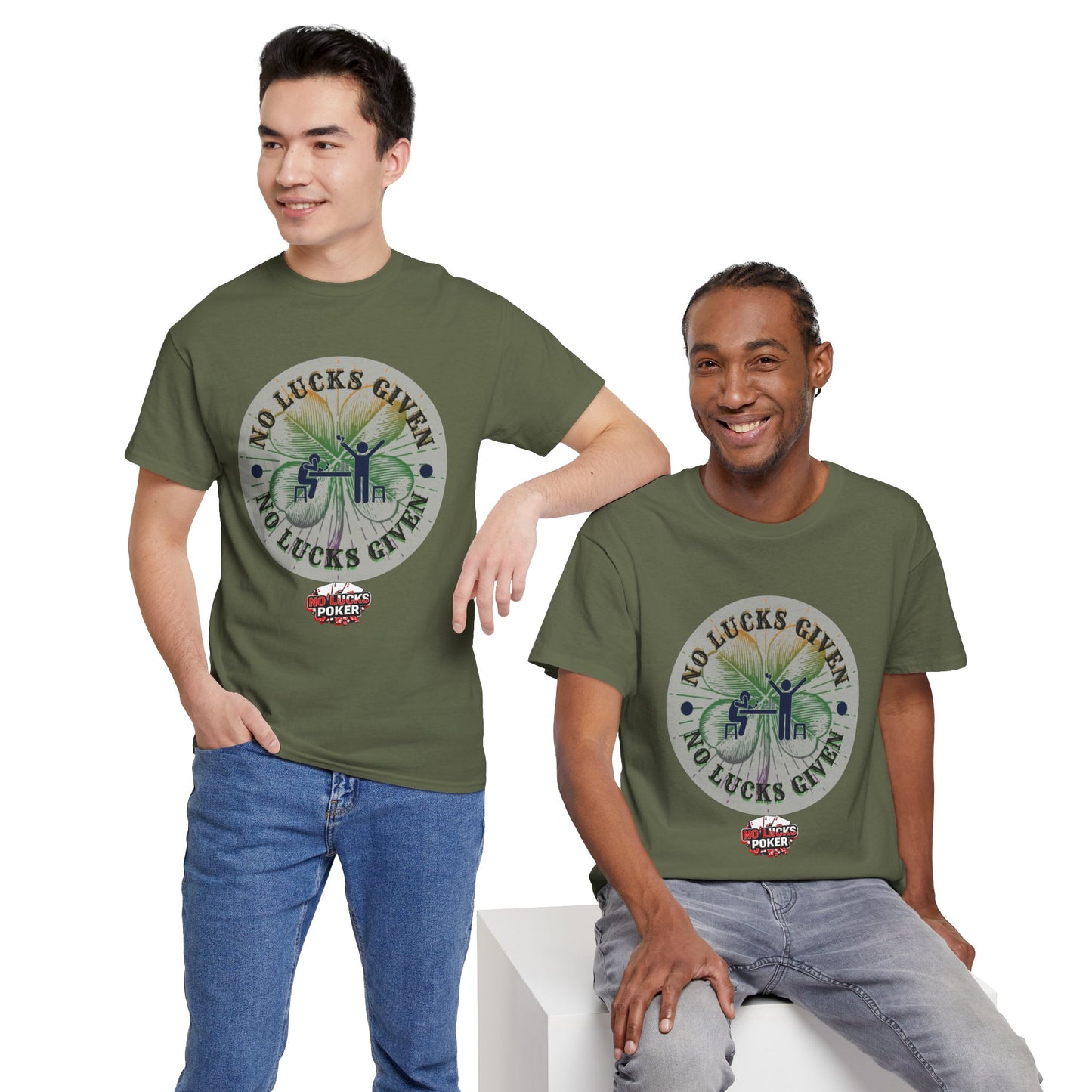 No Lucks Given – Large Clover Poker T-Shirt | Skill Over Luck