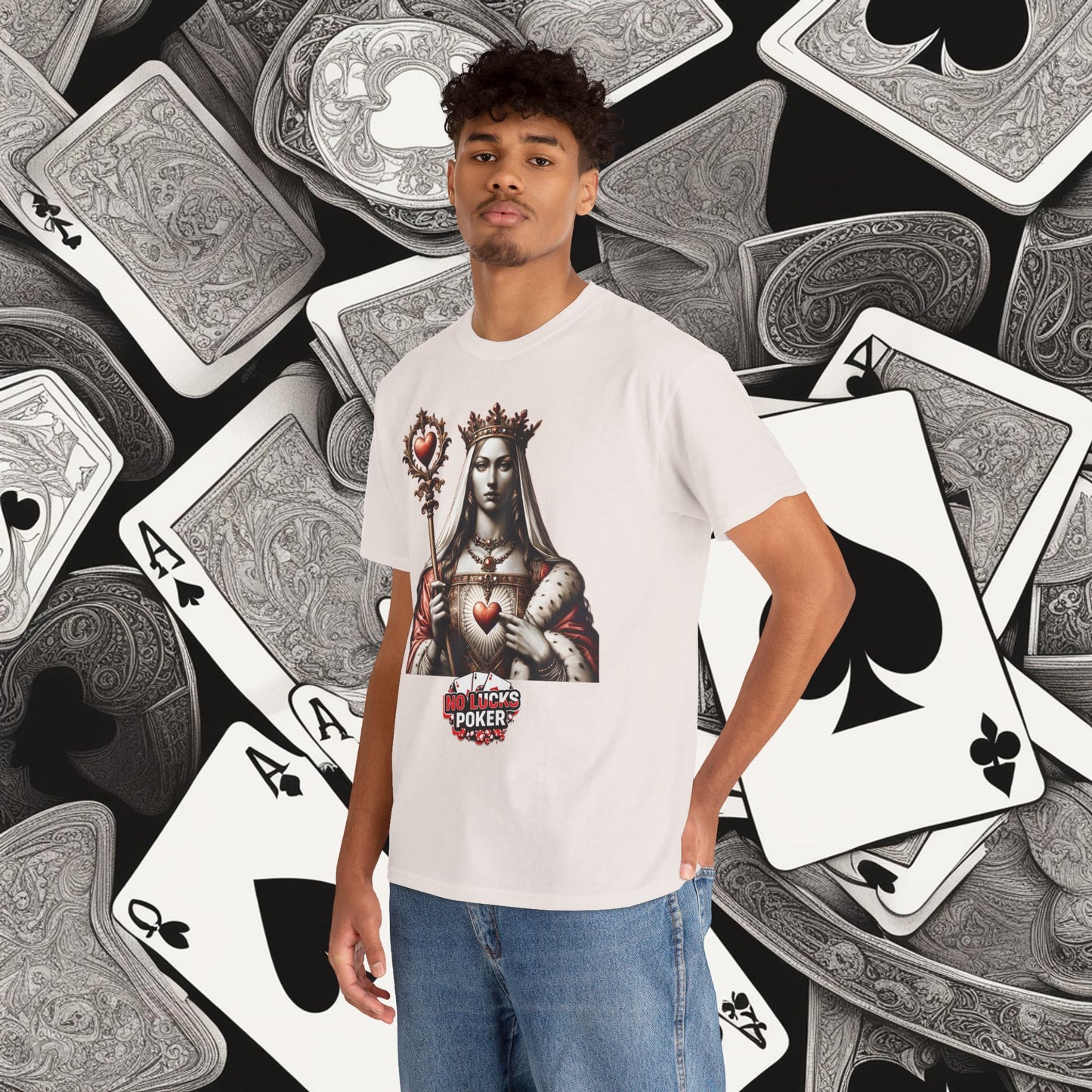 Queen of Hearts Poker T-Shirt | Unisex Heavy Cotton Tee