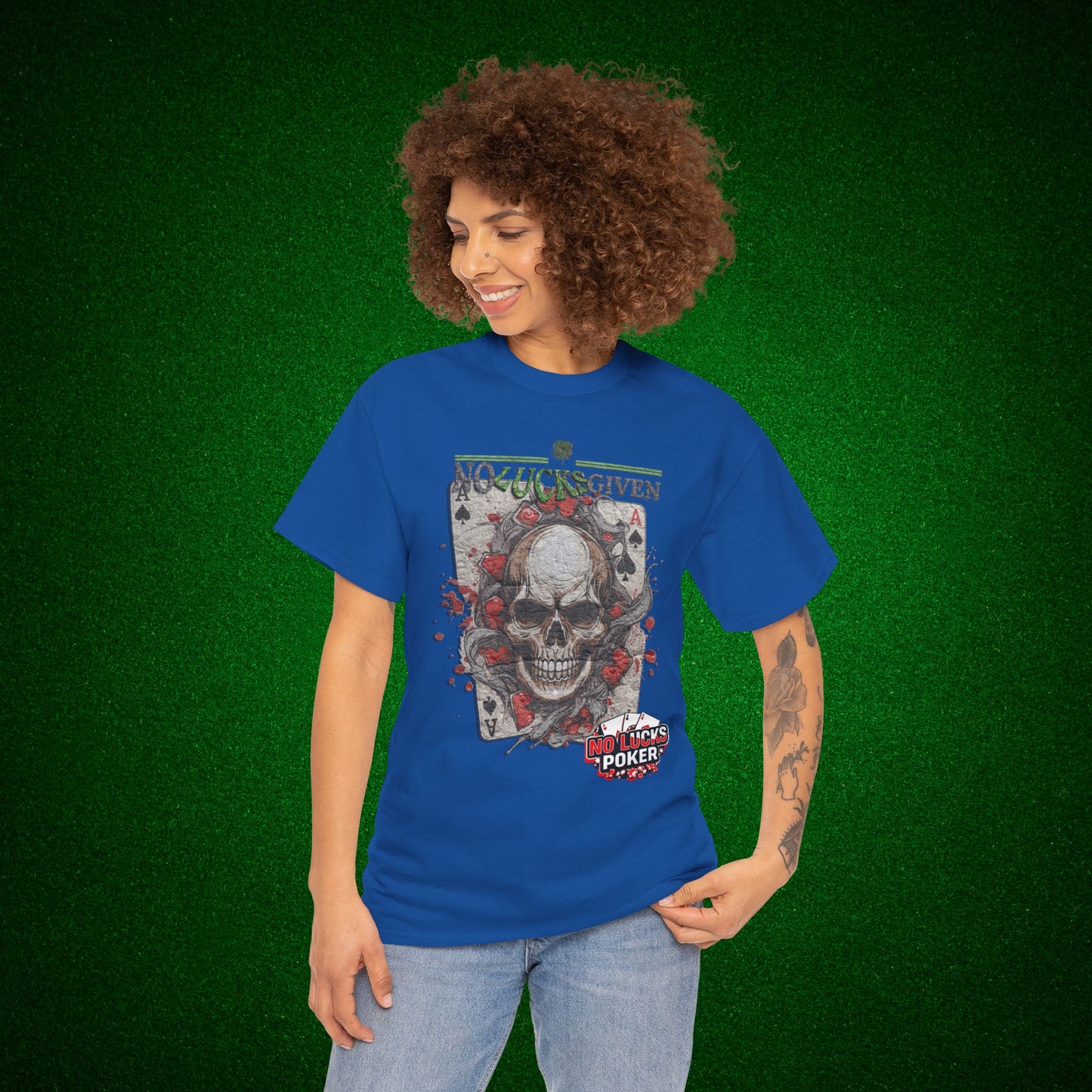 No Lucks Given Skull Breaking thru Ace of Spades T-Shirt Must have Good Luck All-in