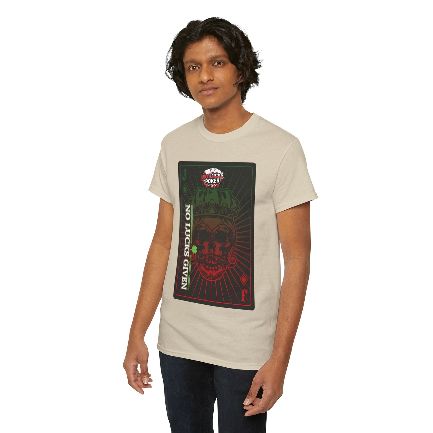 No Lucks Given – Jack Skull Crown Poker Tee (Green & Red Edition)