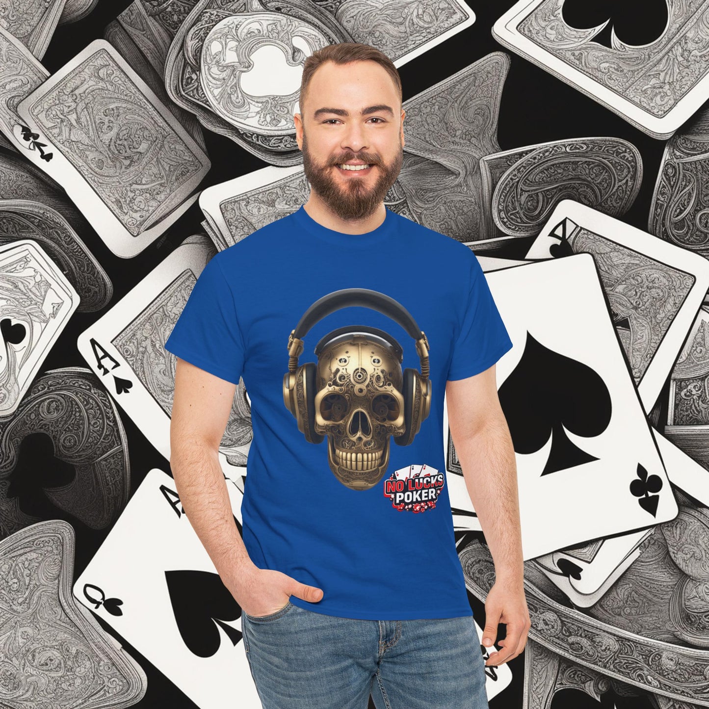 Clockwork steampunk Skull with headphones unisex heavy cotton T-shirt