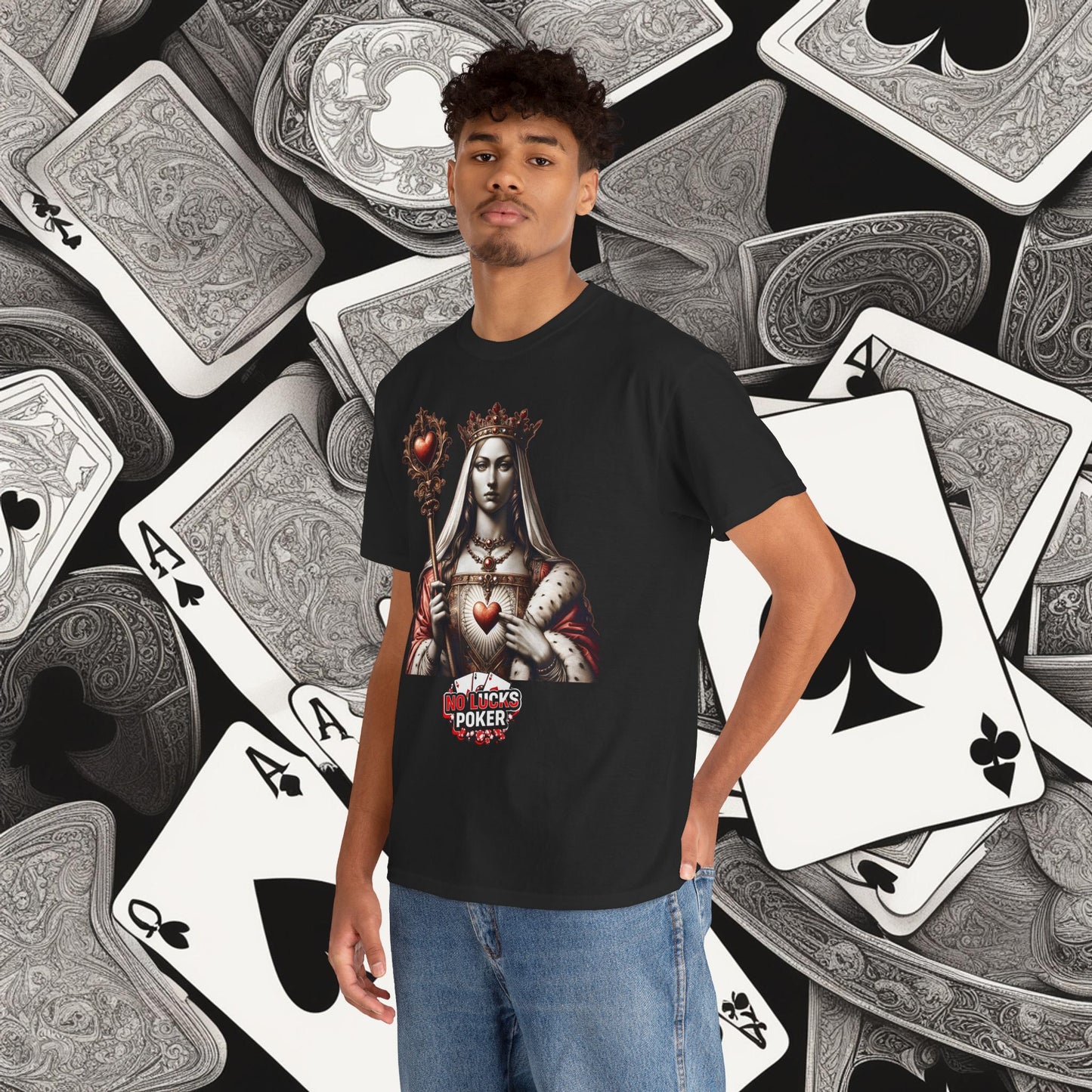 Queen of Hearts Poker T-Shirt | Unisex Heavy Cotton Tee