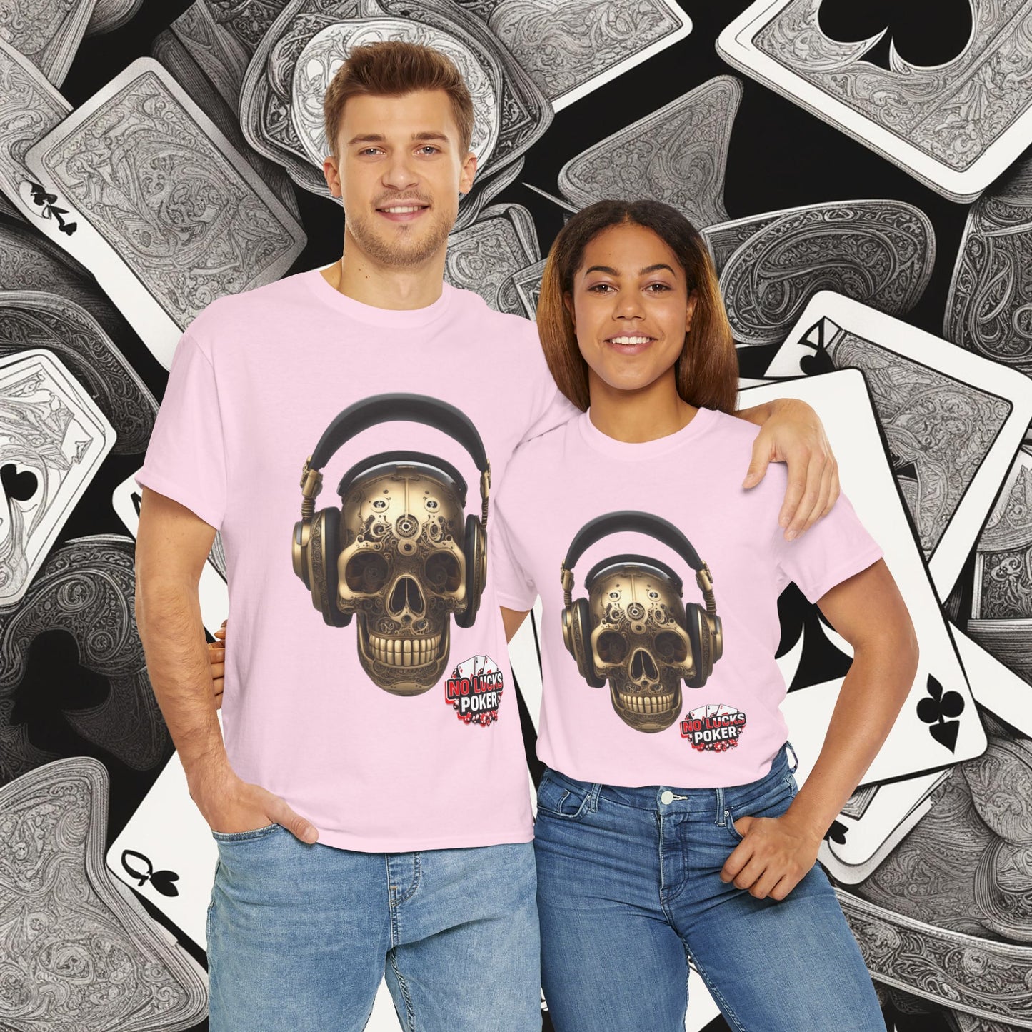 Clockwork steampunk Skull with headphones unisex heavy cotton T-shirt
