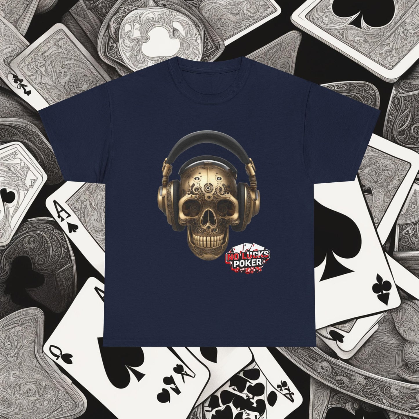 Clockwork steampunk Skull with headphones unisex heavy cotton T-shirt