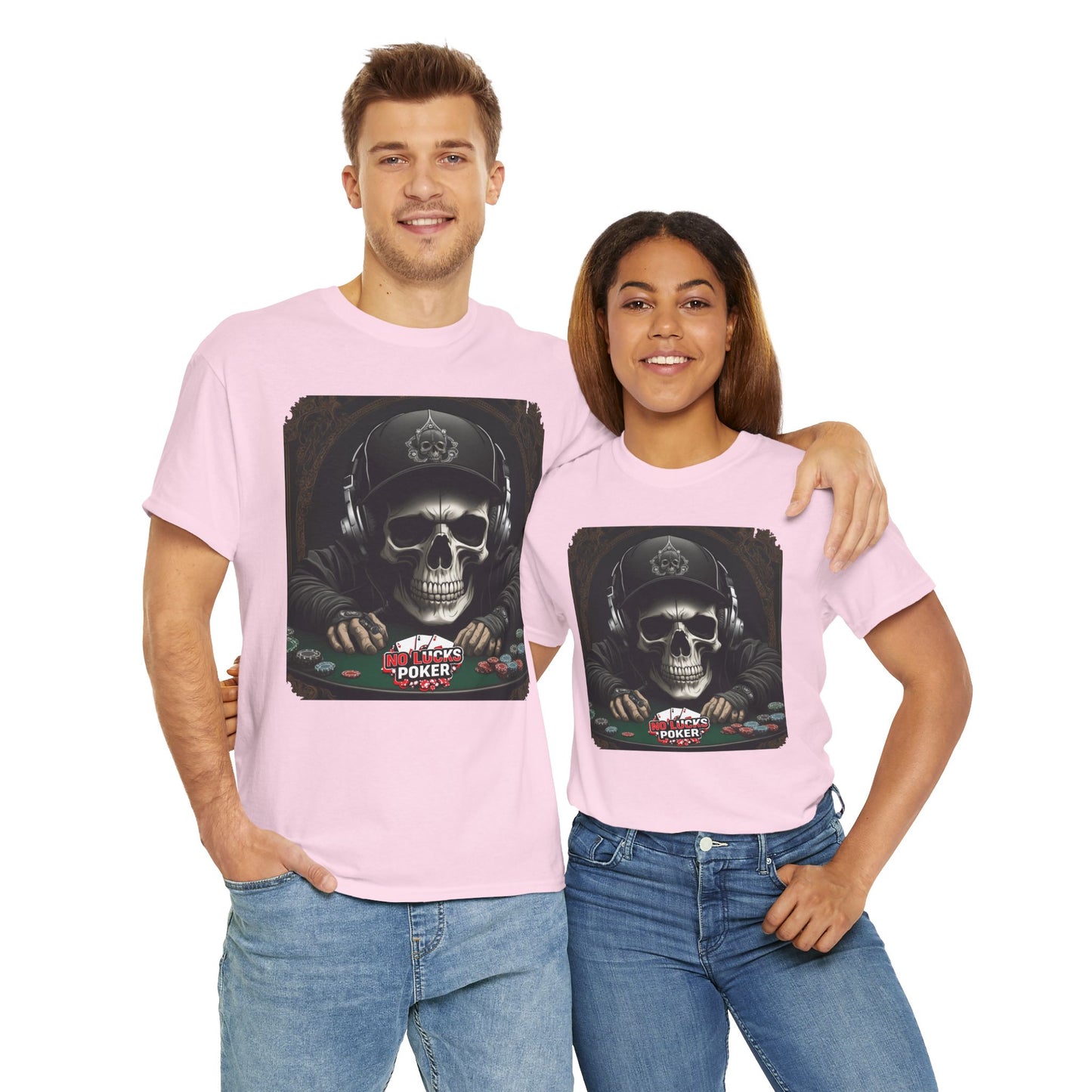 No Lucks Given – Hoodie Skull & Headphones Poker Tee