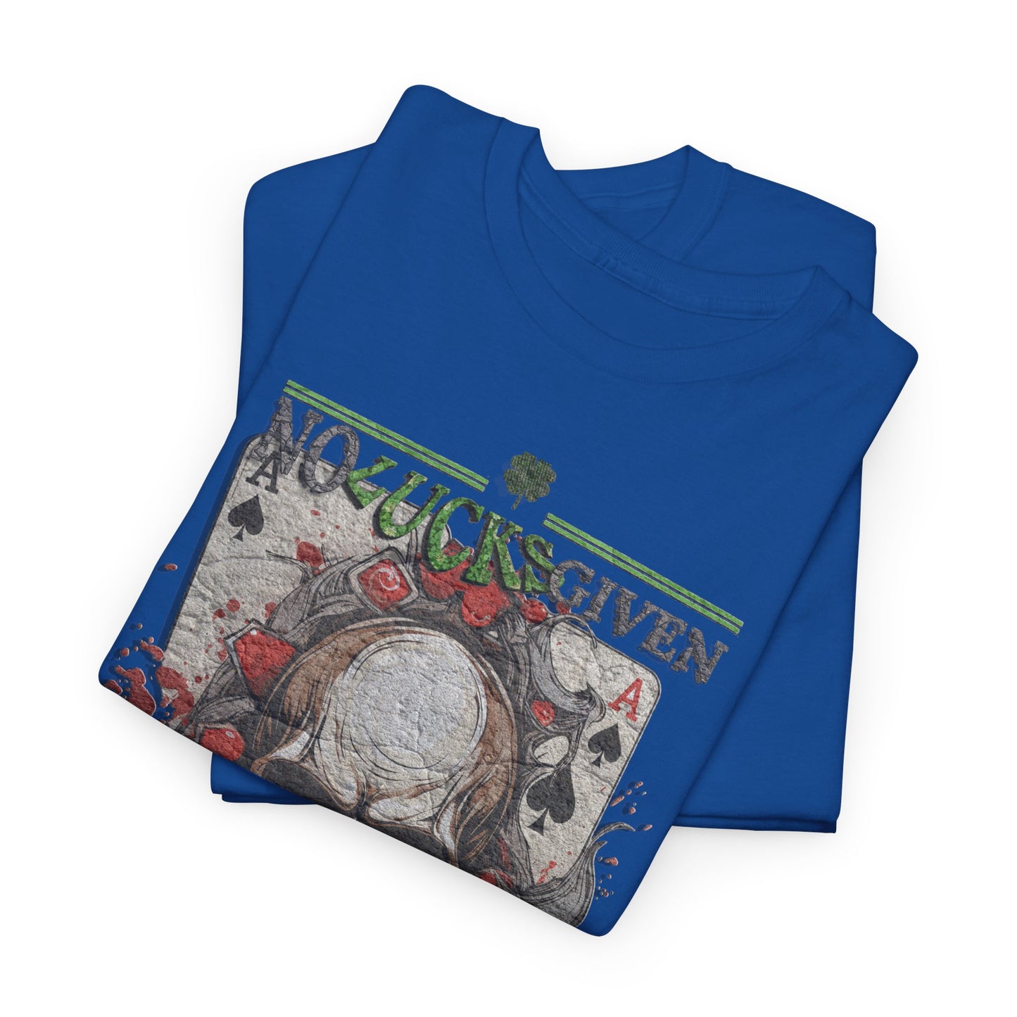 No Lucks Given Skull Breaking thru Ace of Spades T-Shirt Must have Good Luck All-in
