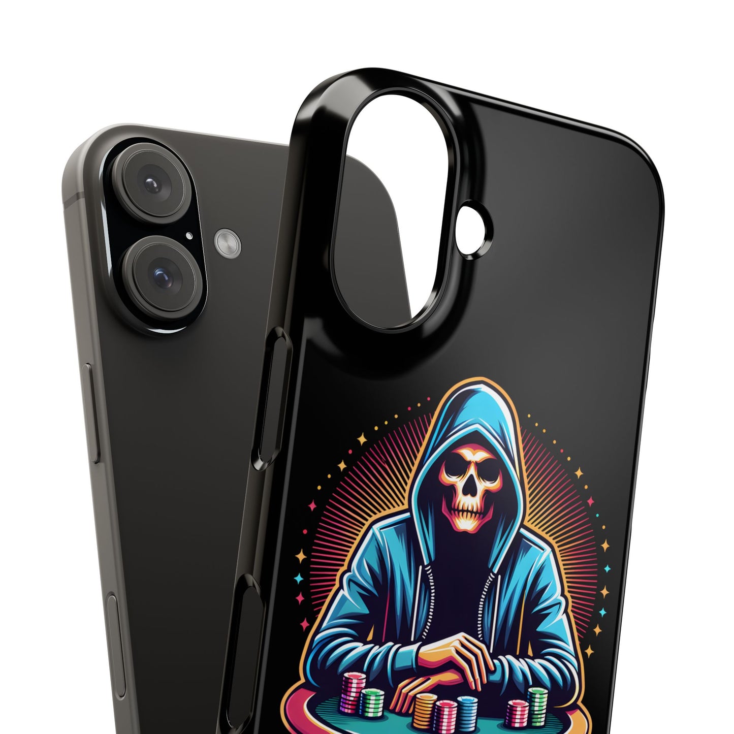 Poker Player with Skull at Poker Table Slim Phone Case -  iPhone 13 - 15