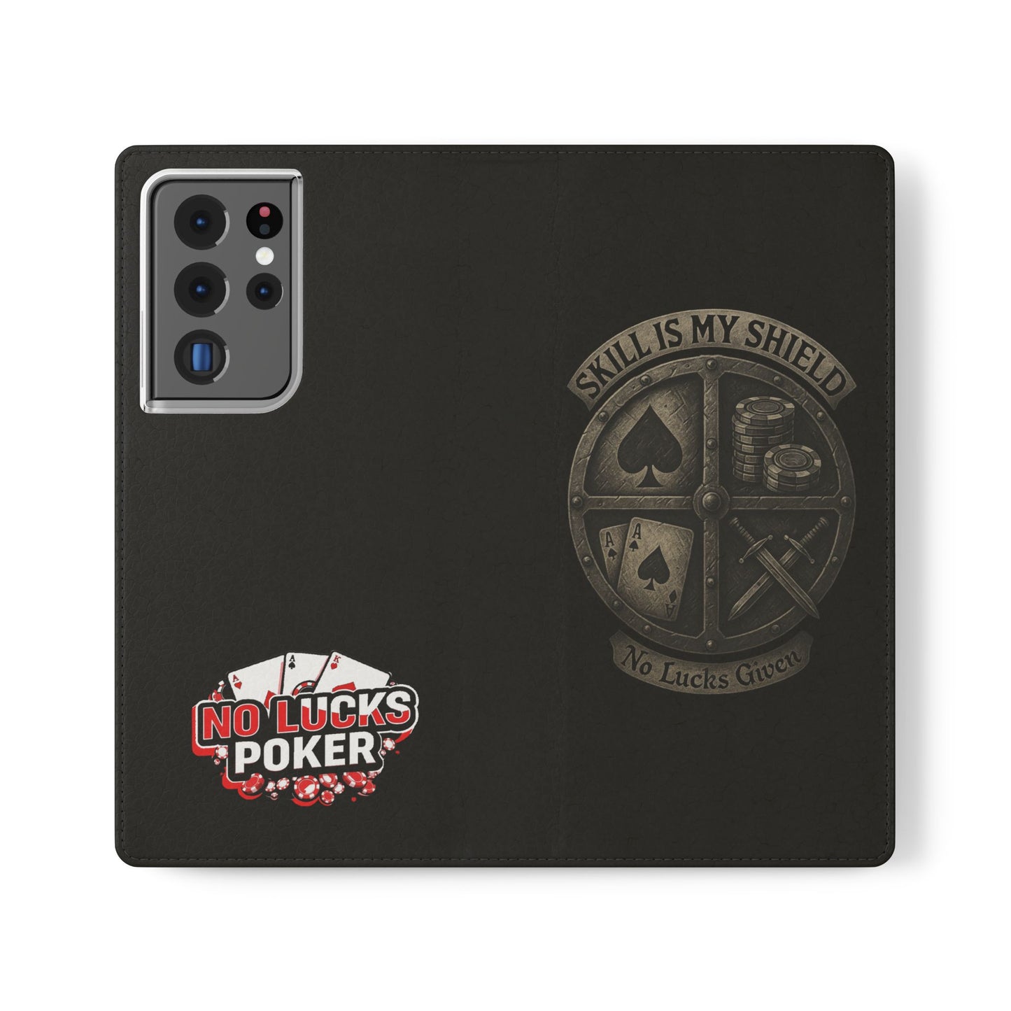 Skill Is My Shield Poker Phone Case | Zero Lucks – Ace of Spades & Crossed Swords – iPhone & Android Phone Cover