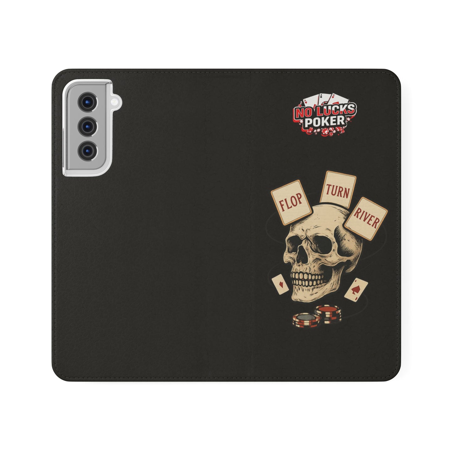 Flop Turn River Skull Wallet Phone Case | Zero Lucks – Poker Grind Gear
