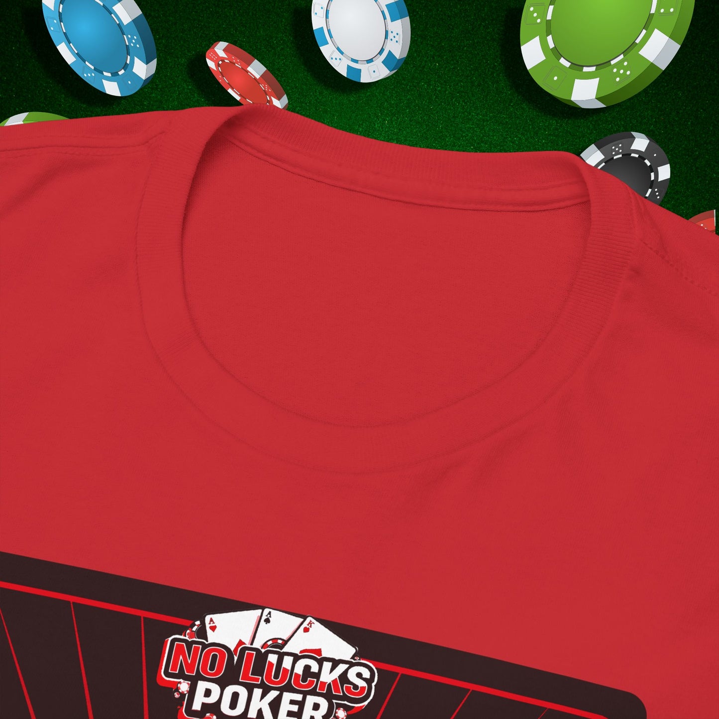 No Lucks Given Ace of Clubs card with two big axes Red Green Poker T-Shirt Must have Good Luck All-in