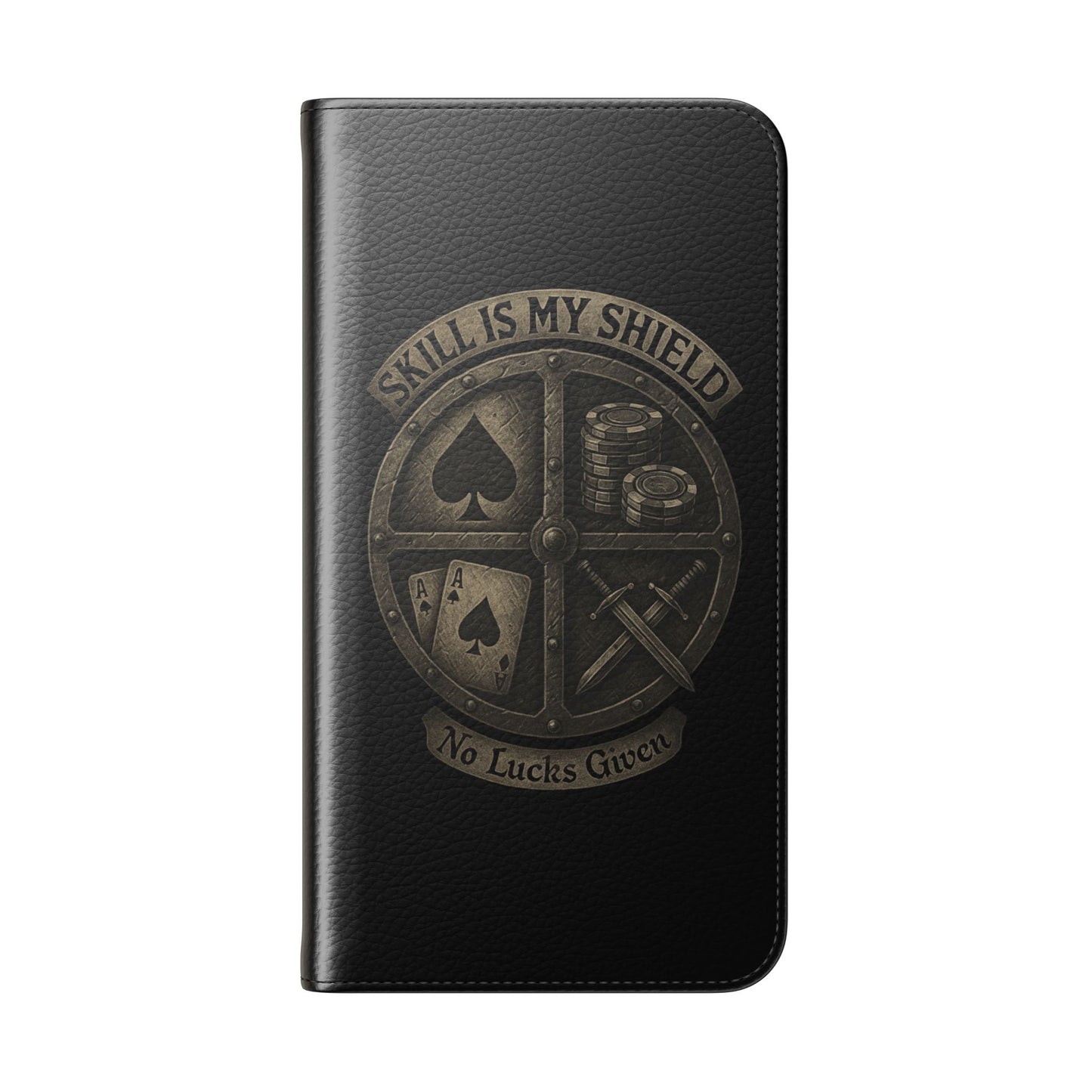 Skill Is My Shield Poker Phone Case | Zero Lucks – Ace of Spades & Crossed Swords – iPhone & Android Phone Cover