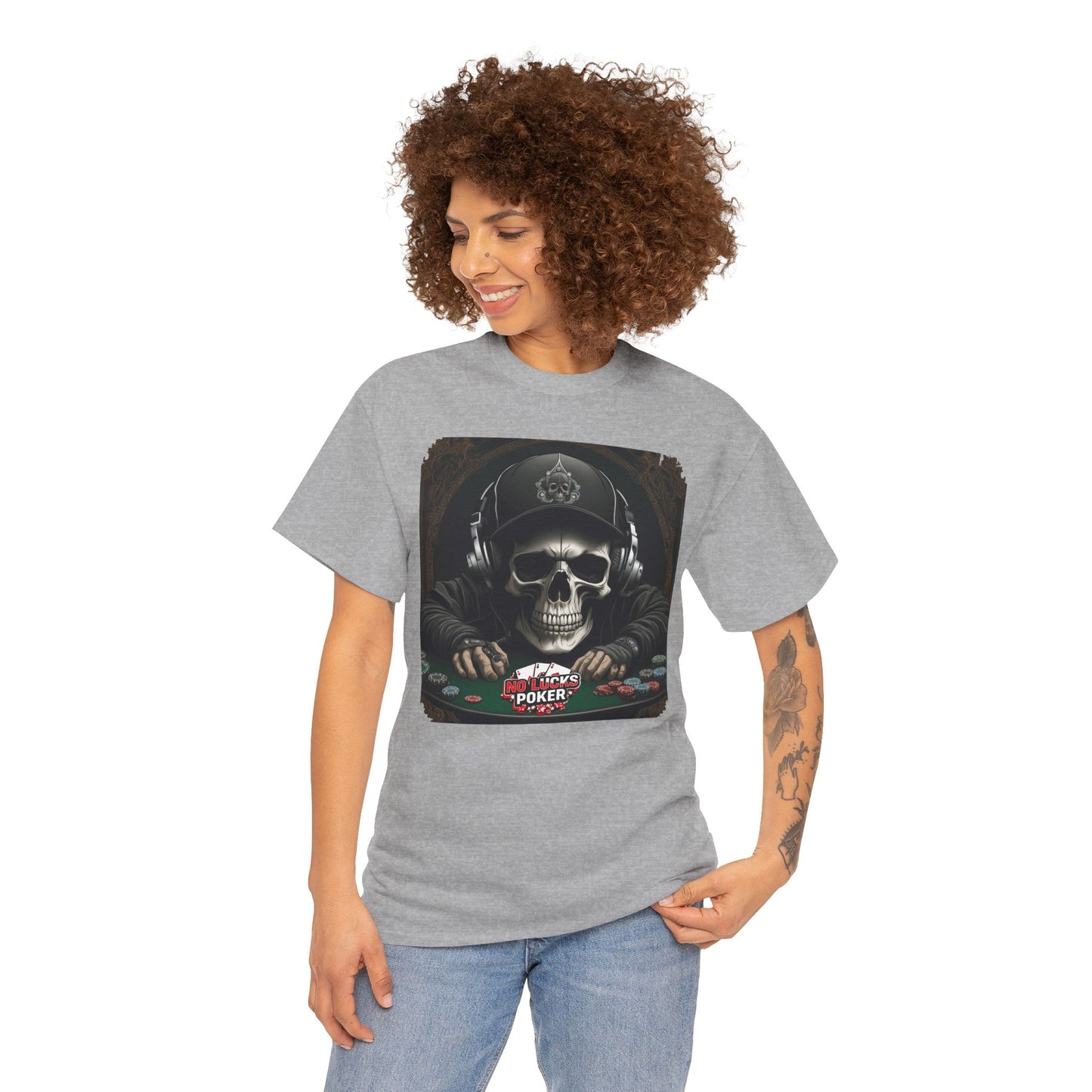 No Lucks Given – Hoodie Skull & Headphones Poker Tee