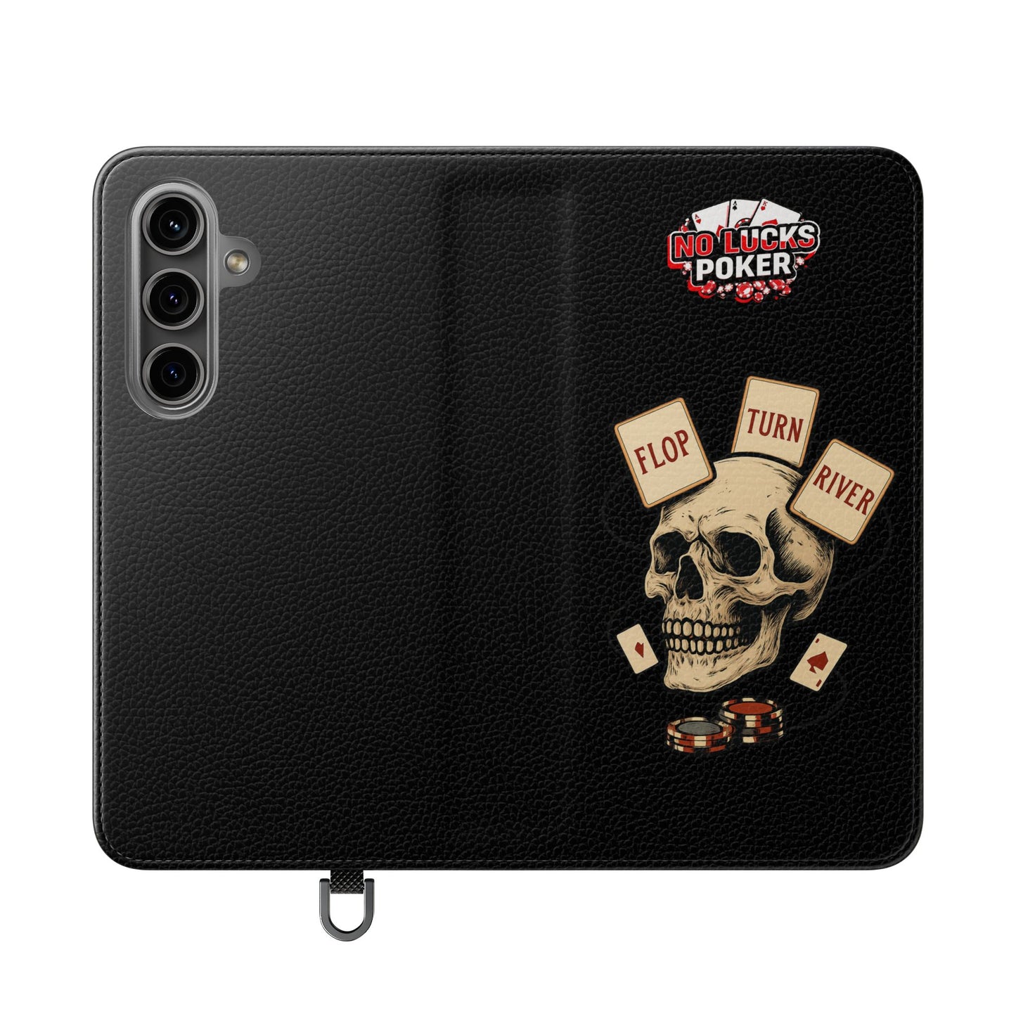 Flop Turn River Skull Wallet Phone Case | Zero Lucks – Poker Grind Gear