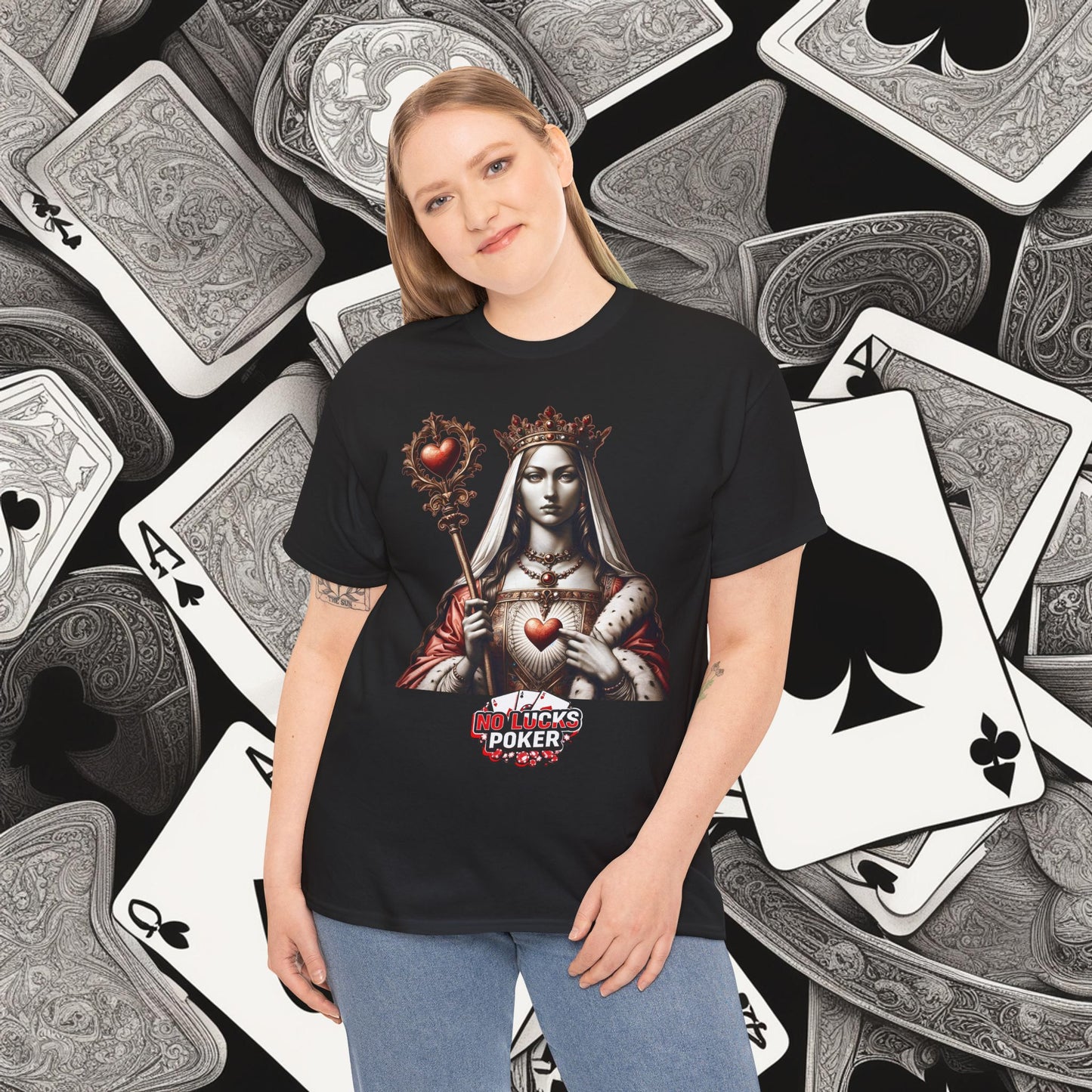 Queen of Hearts Poker T-Shirt | Unisex Heavy Cotton Tee