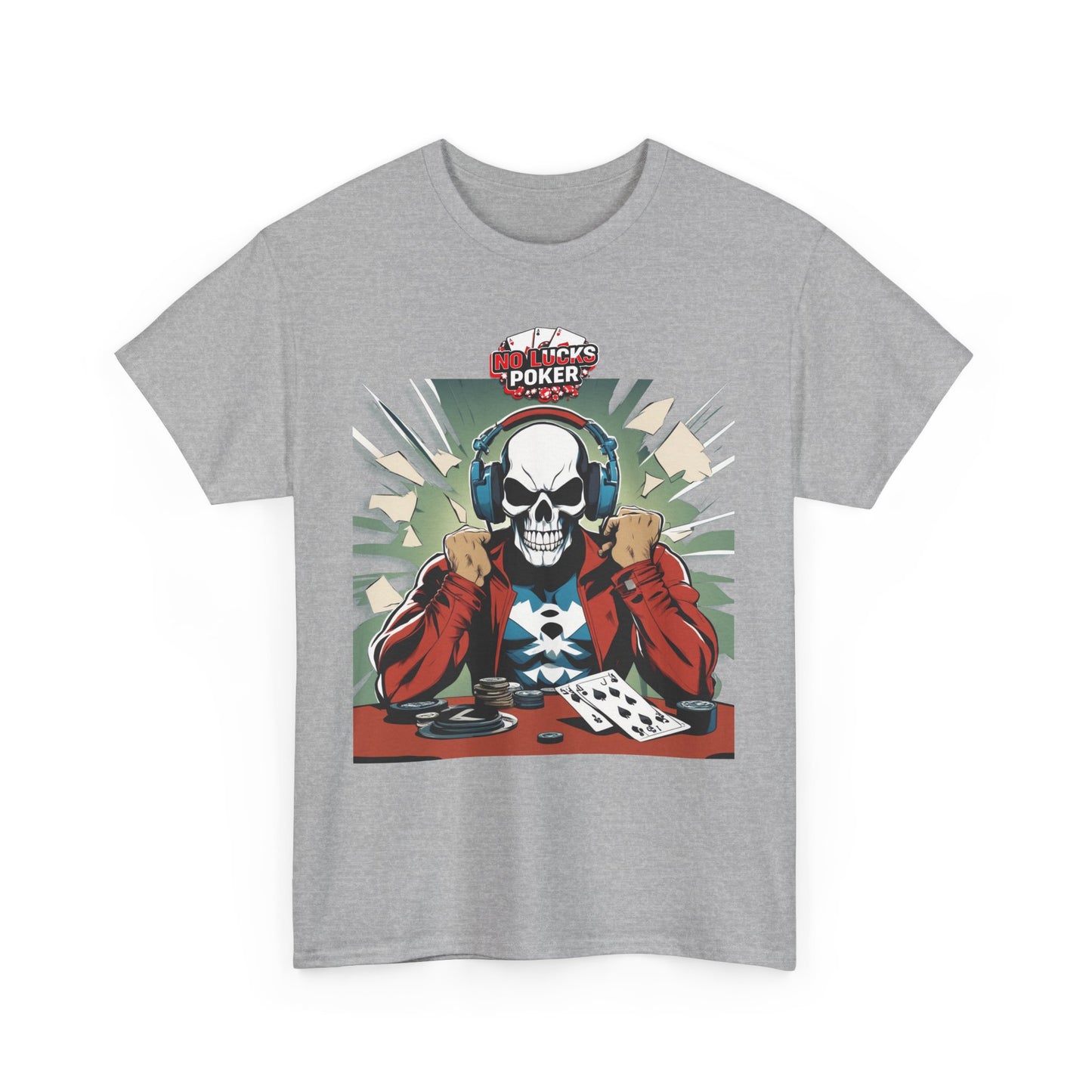No Lucks Given – Poker Skull w/ Headphones Tee (Hero/Villain Edition)