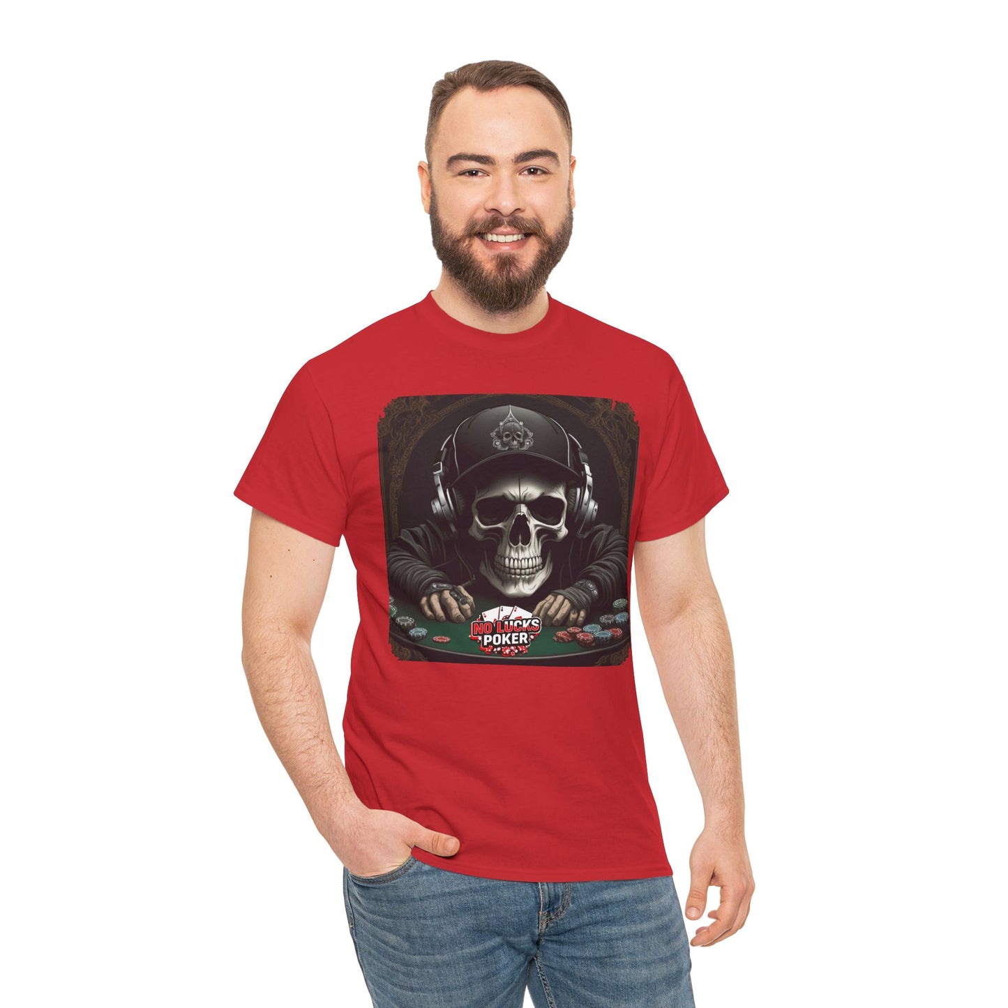 No Lucks Given – Hoodie Skull & Headphones Poker Tee