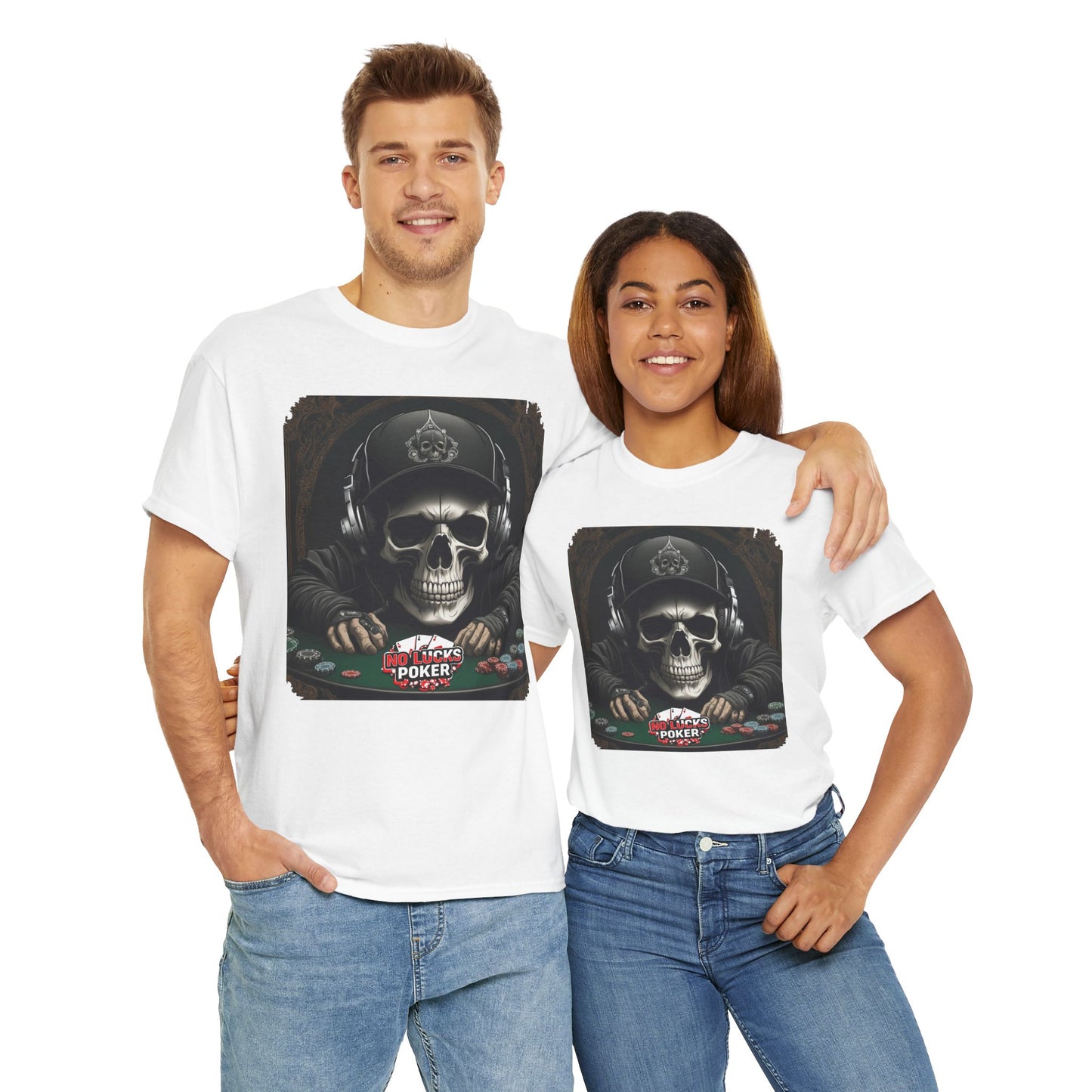 No Lucks Given – Hoodie Skull & Headphones Poker Tee