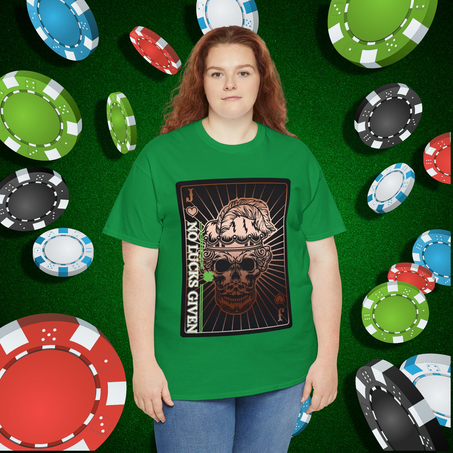 No Lucks Given Angry Jack of Hearts Copper Poker T-Shirt Must have Good Luck All-in