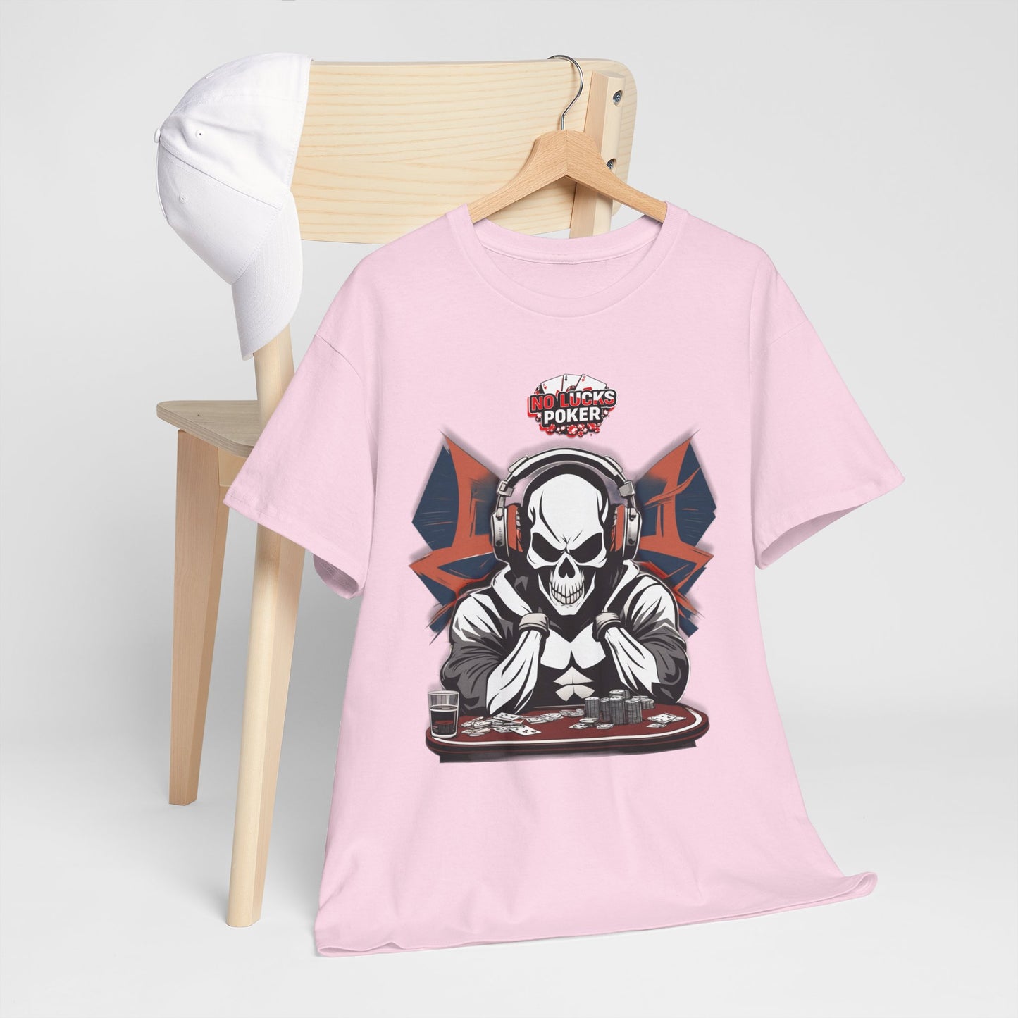No Lucks Given – Hero/Villain Poker Skull Tee (Headphones Edition)