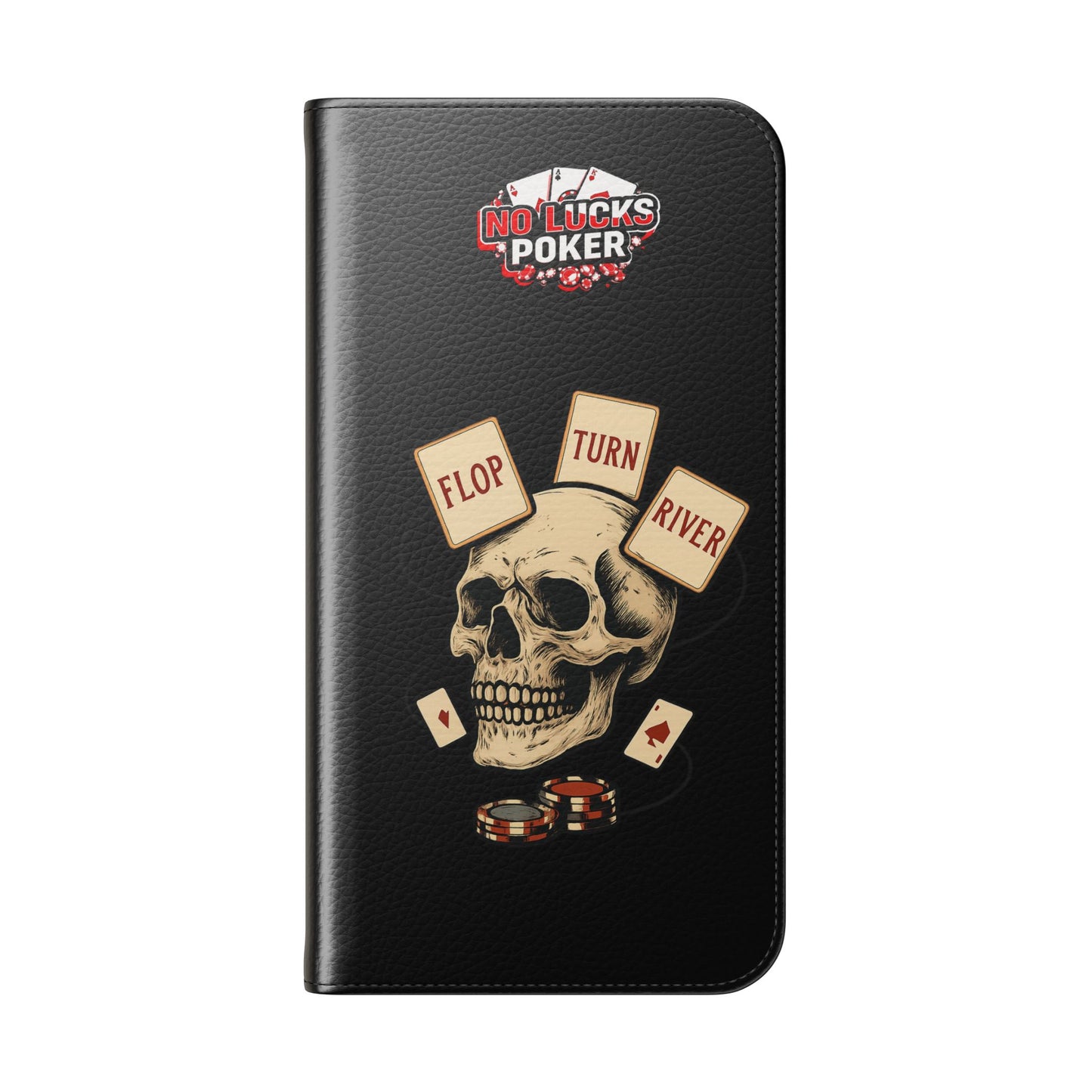 Flop Turn River Skull Wallet Phone Case | Zero Lucks – Poker Grind Gear