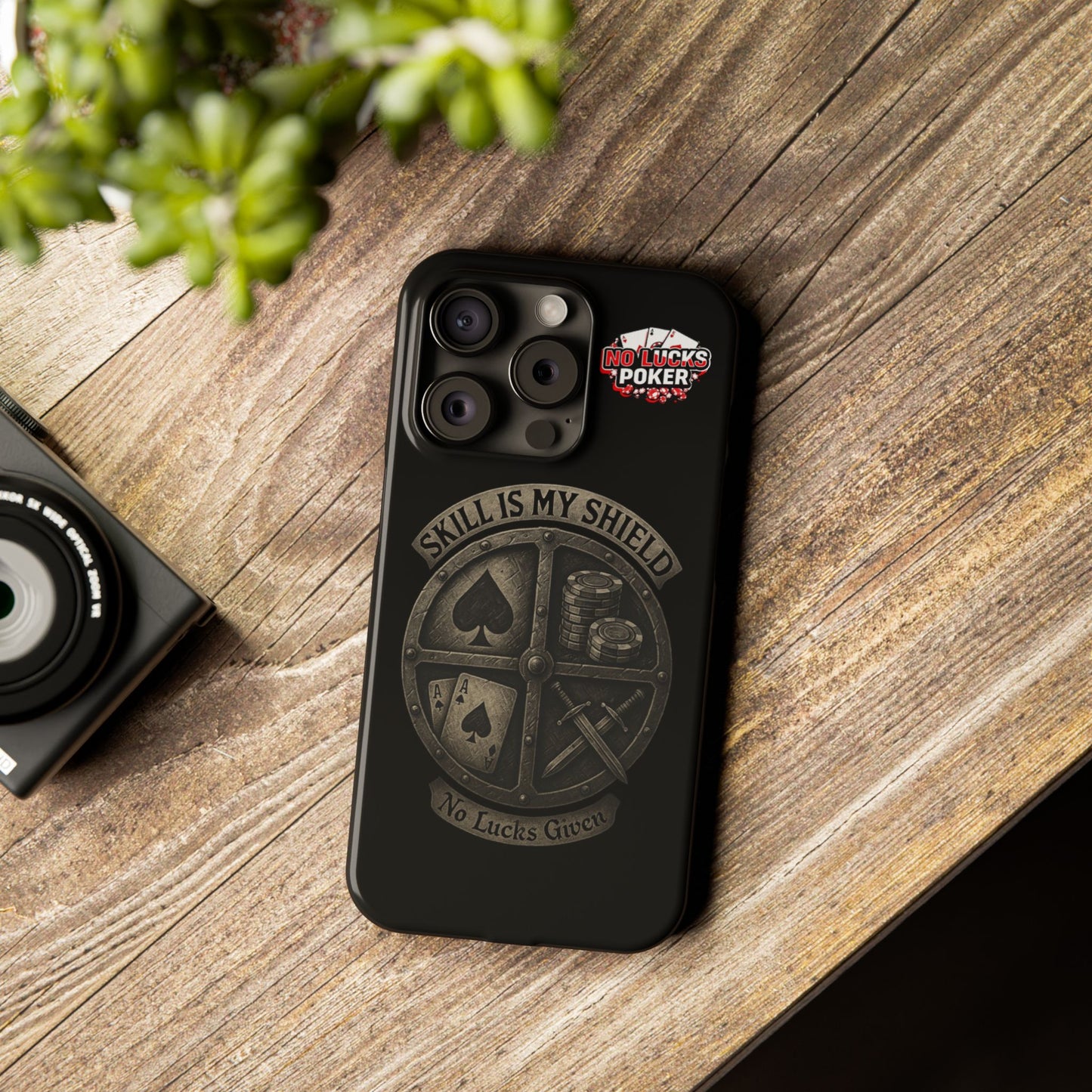 Skill Is My Shield Poker Phone Case | Zero Lucks – Ace of Spades & Crossed Swords -  iPhone 13 - 16