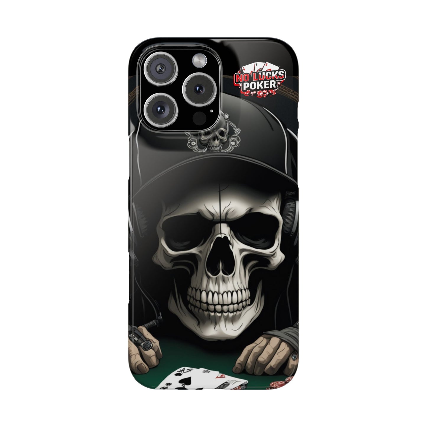 Poker Player with Skull at Poker Table Slim Phone Case -  iPhone 13 - 16