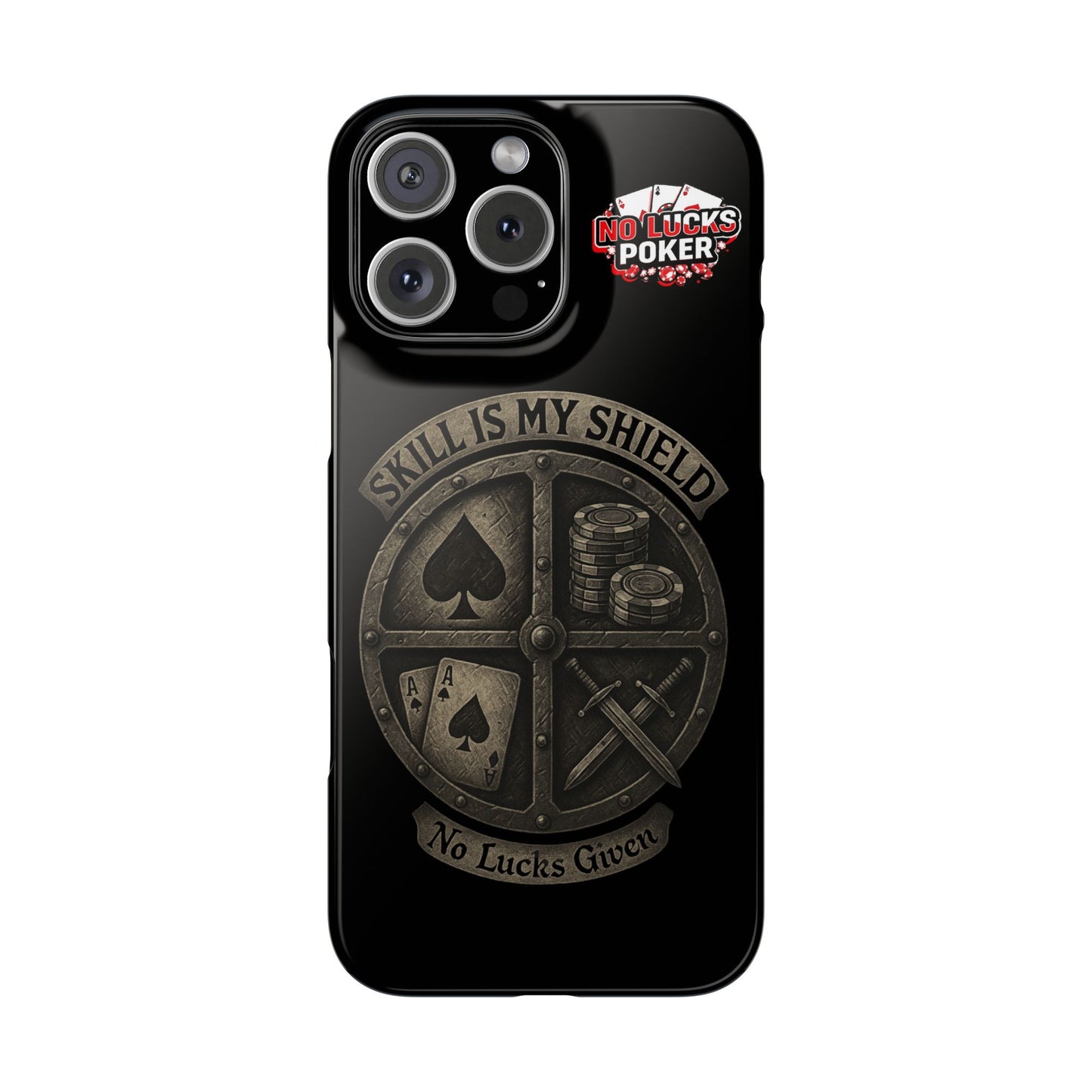 Skill Is My Shield Poker Phone Case | Zero Lucks – Ace of Spades & Crossed Swords -  iPhone 13 - 16
