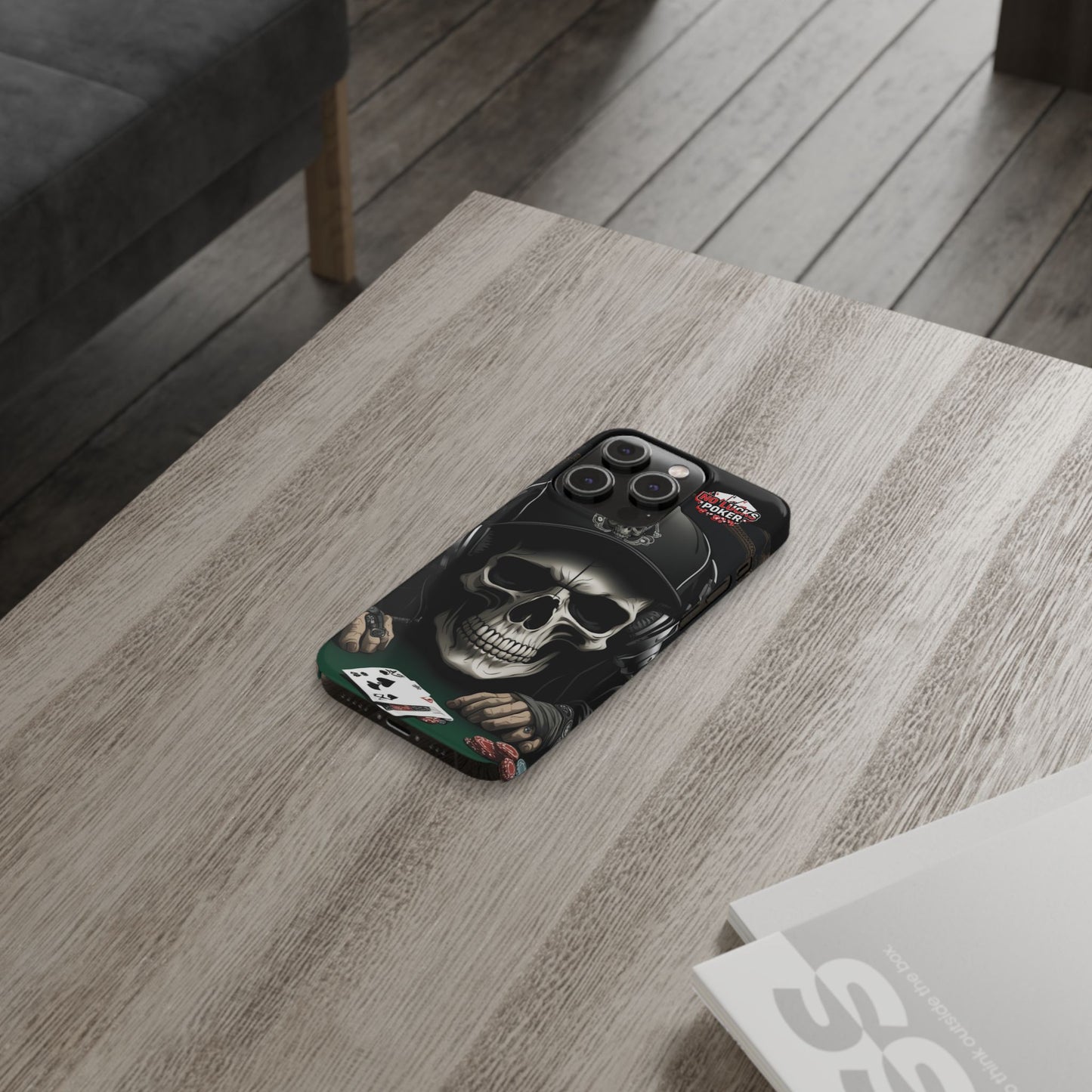 Poker Player with Skull at Poker Table Slim Phone Case -  iPhone 13 - 16