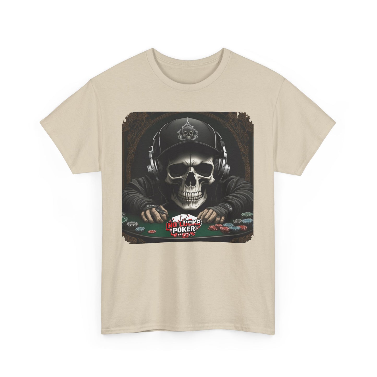 No Lucks Given – Hoodie Skull & Headphones Poker Tee