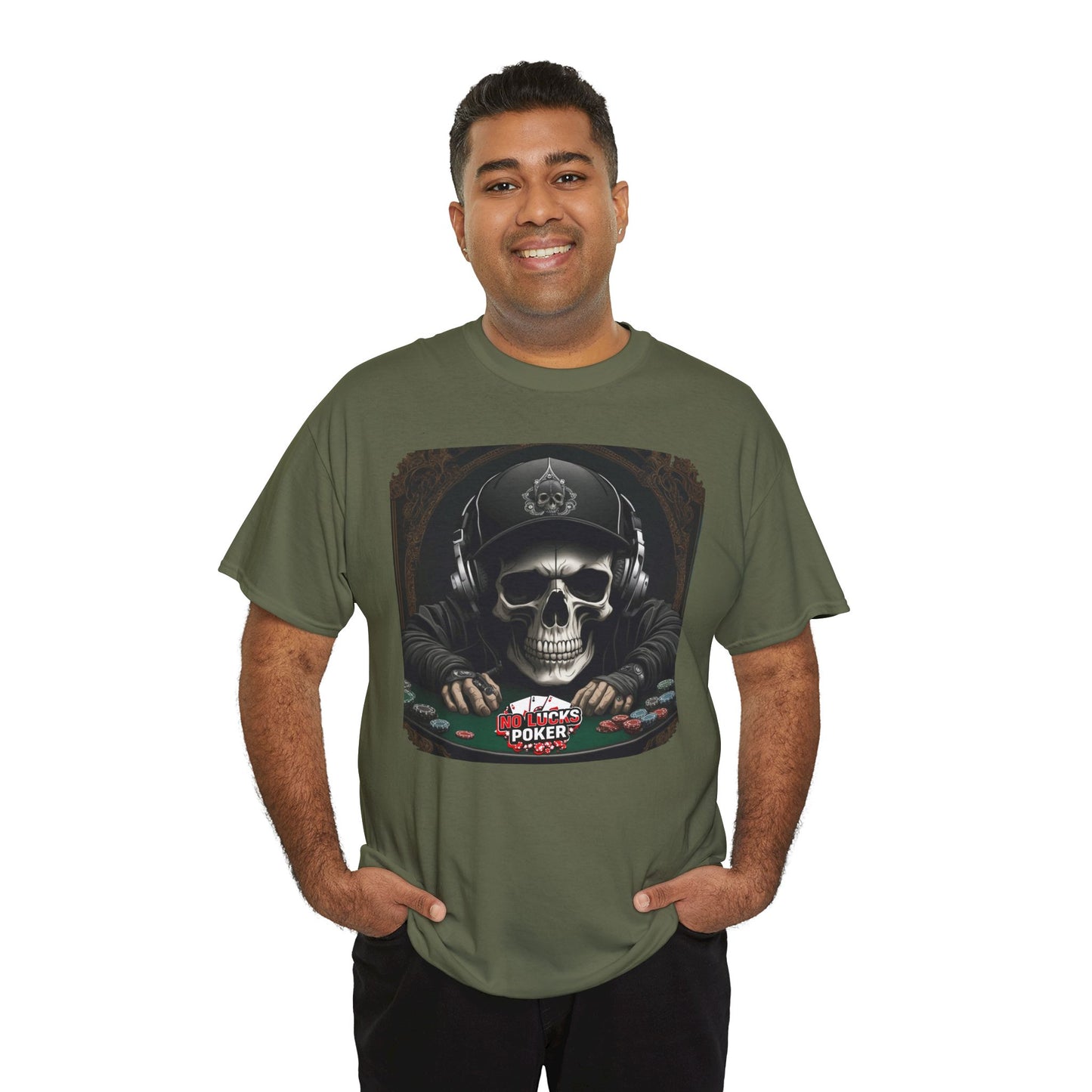 No Lucks Given – Hoodie Skull & Headphones Poker Tee