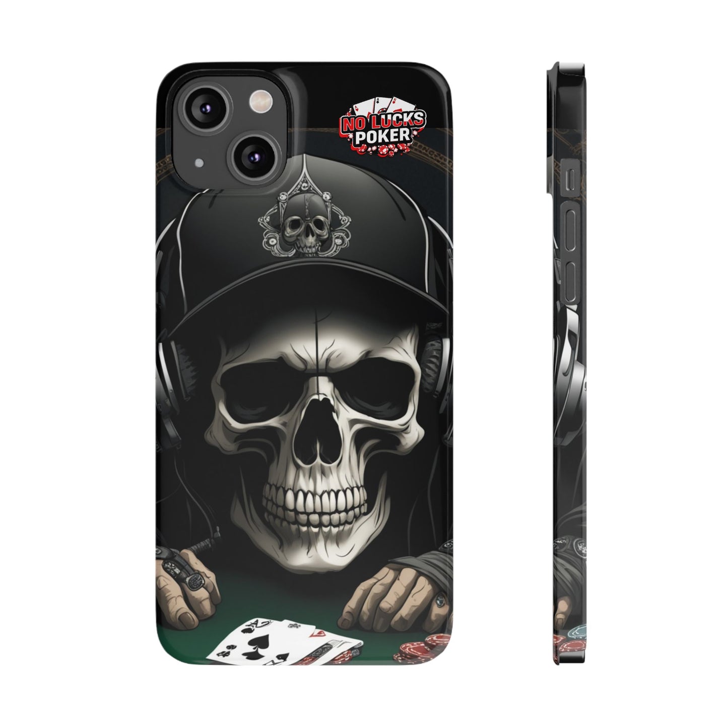 Poker Player with Skull at Poker Table Slim Phone Case -  iPhone 13 - 16