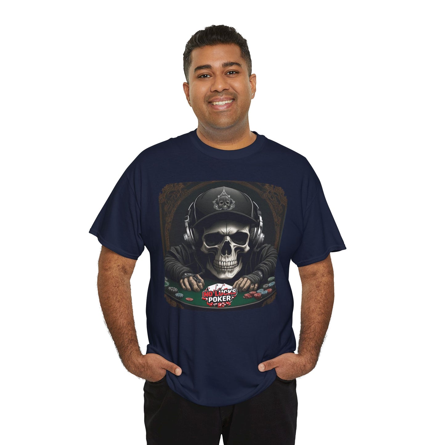 No Lucks Given – Hoodie Skull & Headphones Poker Tee