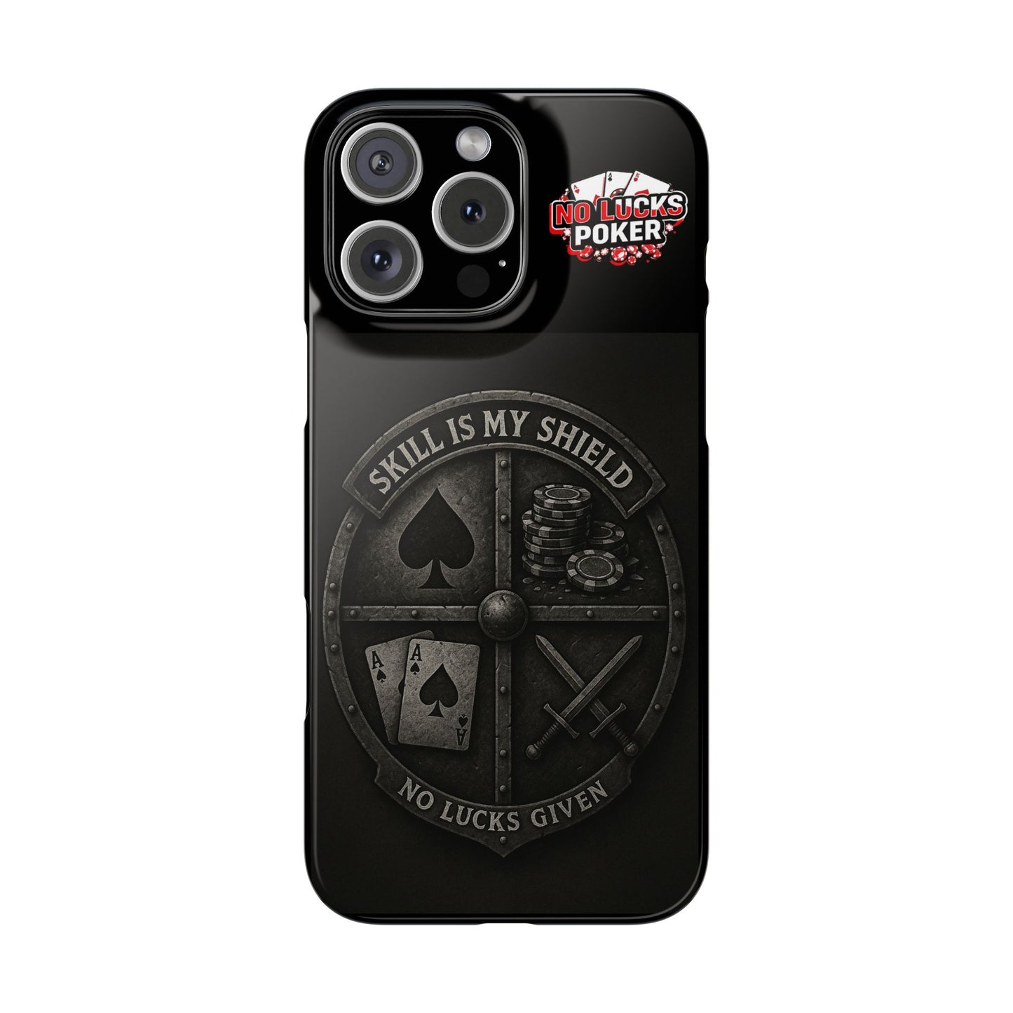 Skill Is My Shield Poker Phone Case | Zero Lucks – Ace of Spades & Crossed Swords -  iPhone 13 - 16