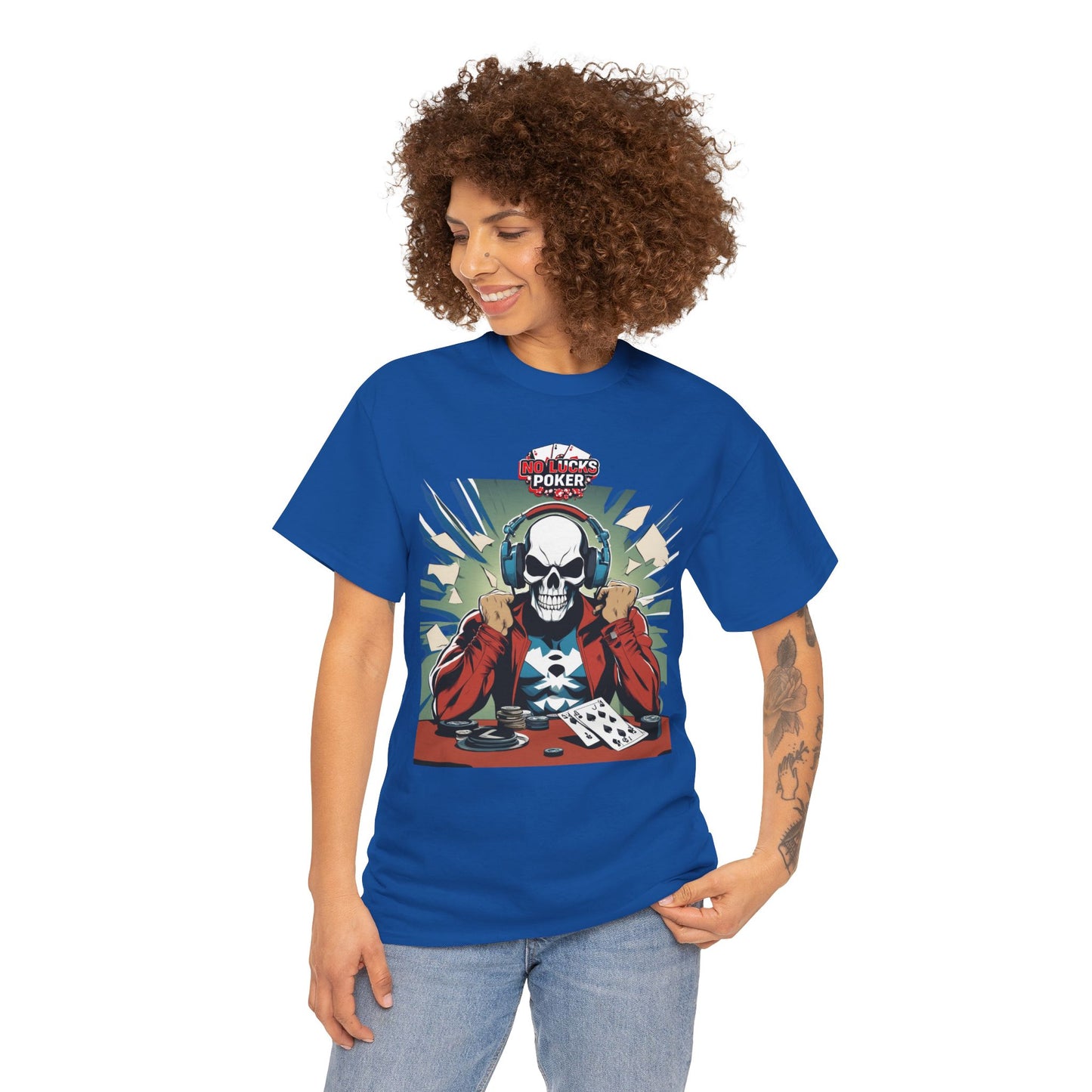No Lucks Given – Poker Skull w/ Headphones Tee (Hero/Villain Edition)