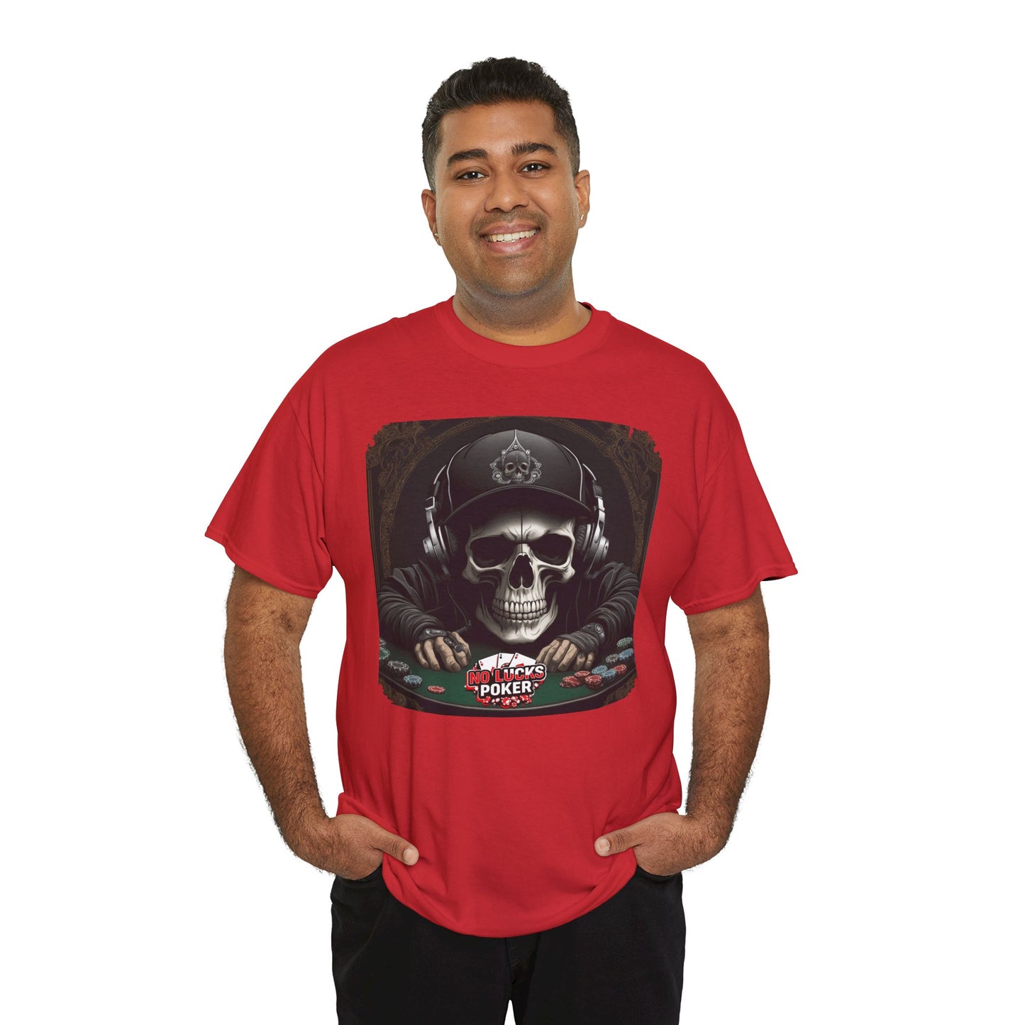 No Lucks Given – Hoodie Skull & Headphones Poker Tee