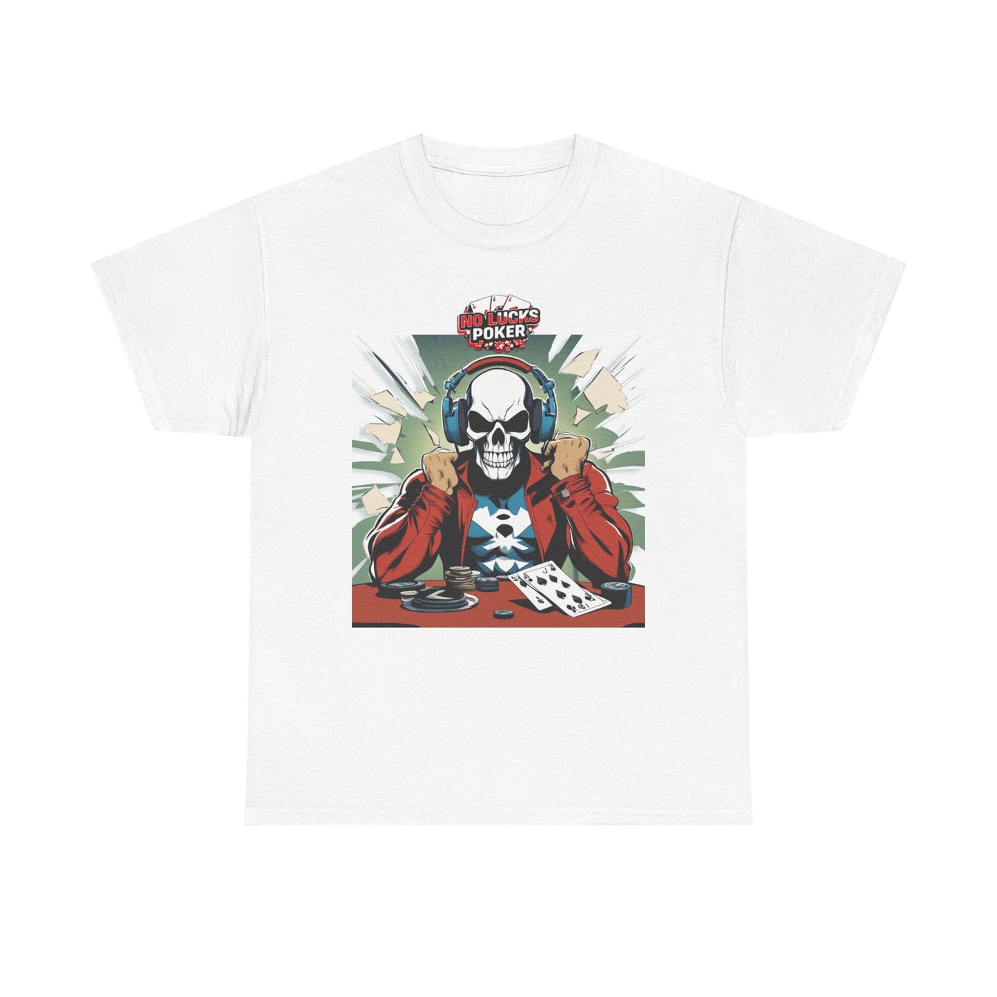 No Lucks Given – Poker Skull w/ Headphones Tee (Hero/Villain Edition)