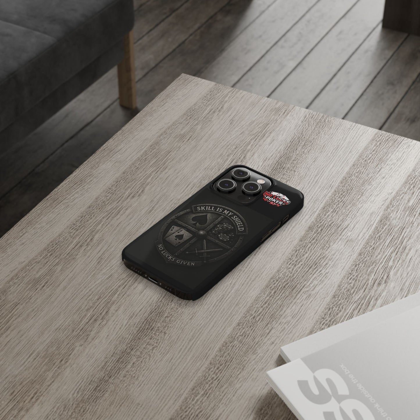 Skill Is My Shield Poker Phone Case | Zero Lucks – Ace of Spades & Crossed Swords -  iPhone 13 - 16