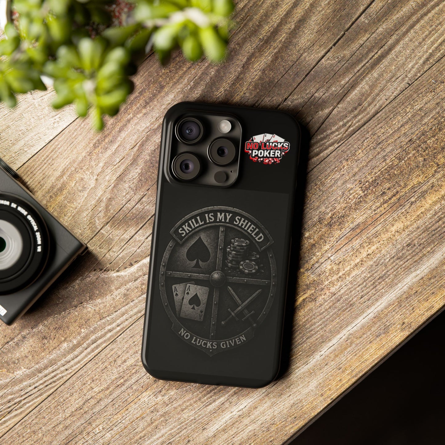 Skill Is My Shield Poker Phone Case | Zero Lucks – Ace of Spades & Crossed Swords -  iPhone 13 - 16